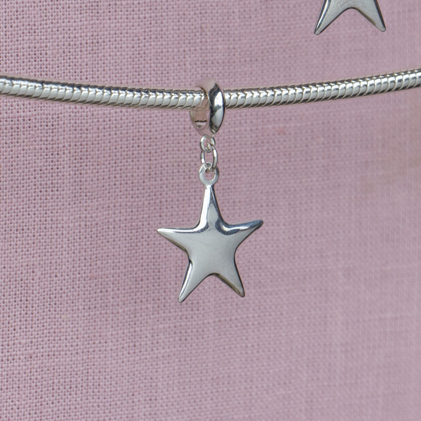Puffy Star Pendant Charm - Sterling Silver