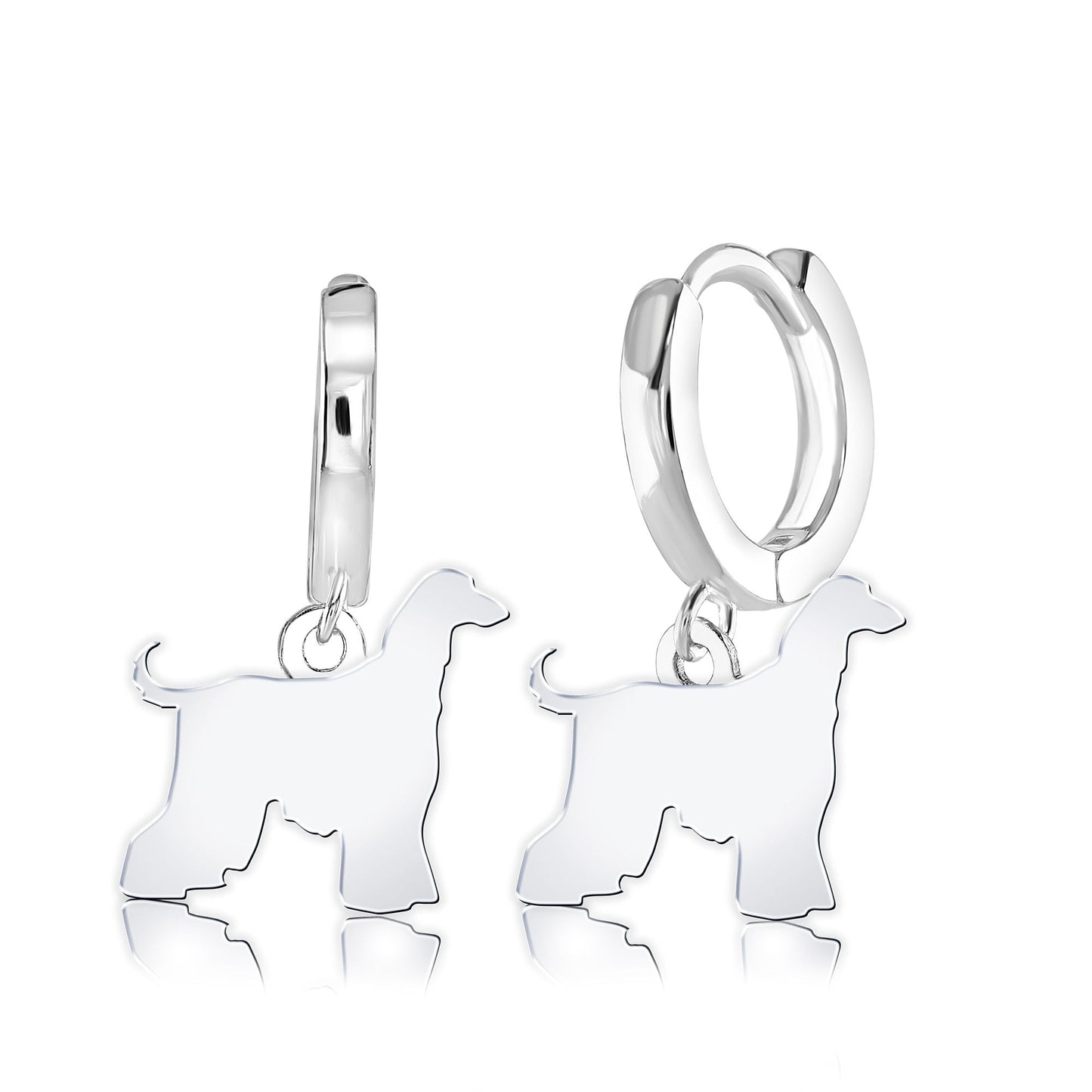 Afghan Hound Silhouette Silver Earrings - MYLEE London