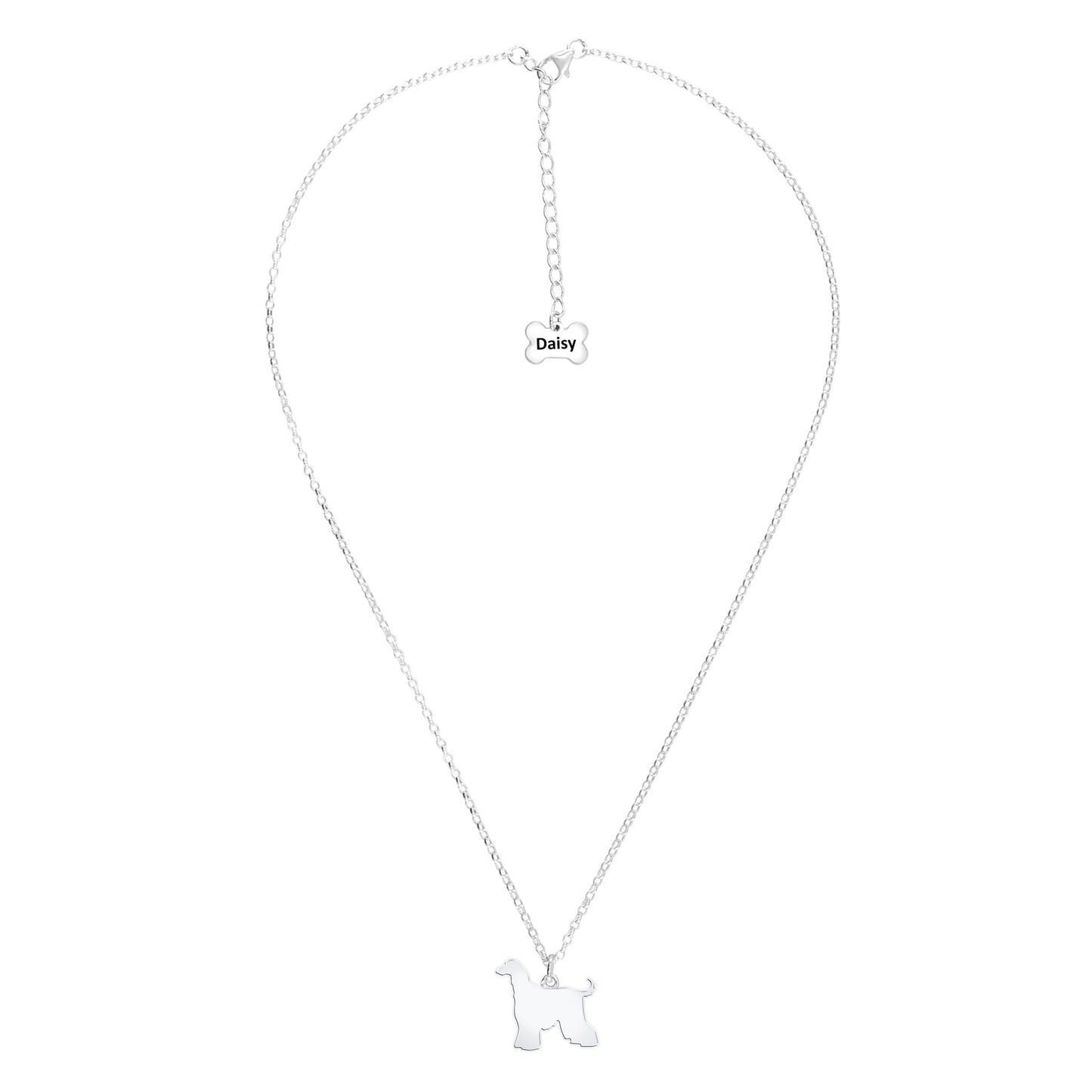 Afghan Hound Silhouette Silver Necklace - Personalised - MYLEE London