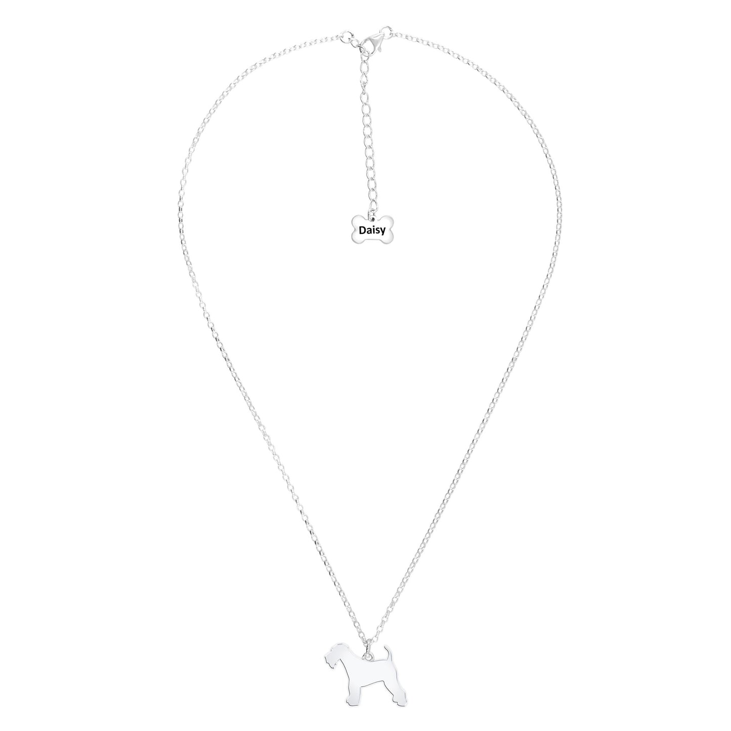 Airedale Terrier Silhouette Silver Necklace - Personalised - MYLEE London