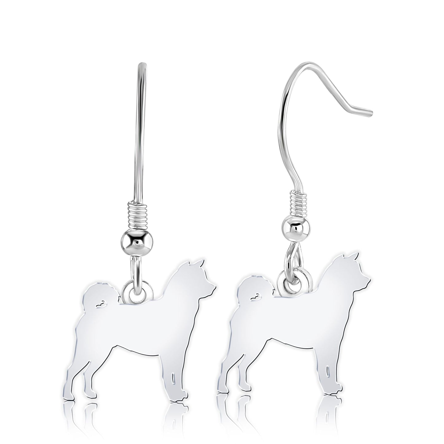 Akita Inu Silhouette Silver Earrings - MYLEE London