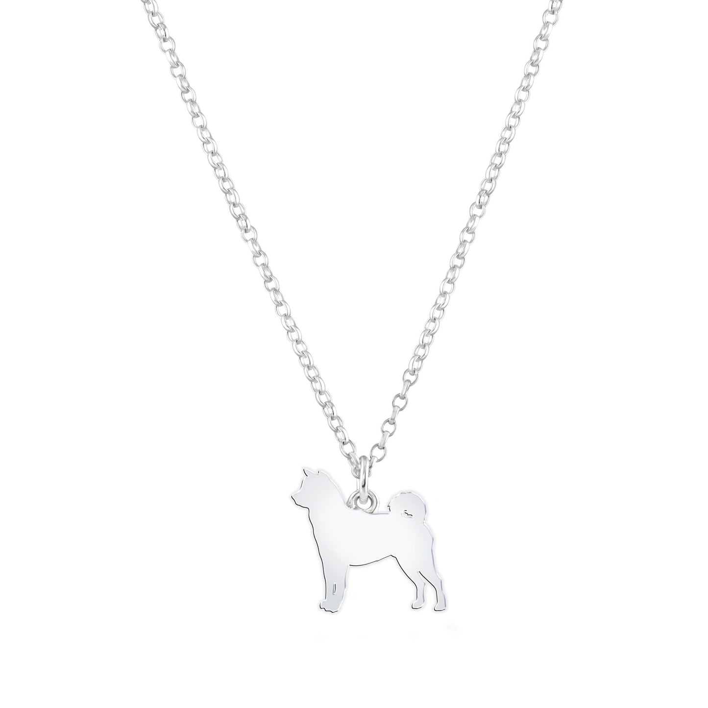 Akita Inu Silhouette Silver Necklace - Personalised - MYLEE London
