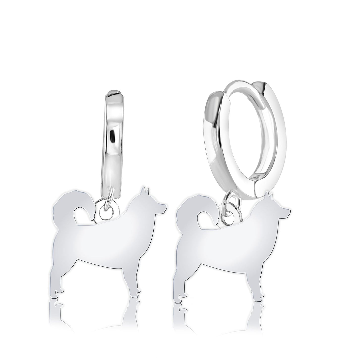 Alaskan Malamute Silhouette Silver Earrings - MYLEE London