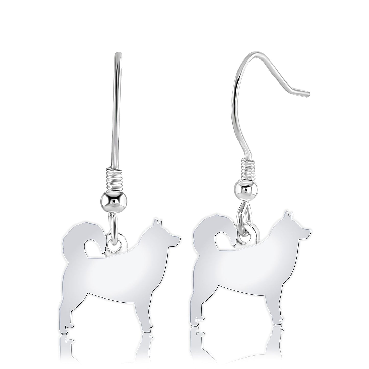 Alaskan Malamute Silhouette Silver Earrings - MYLEE London
