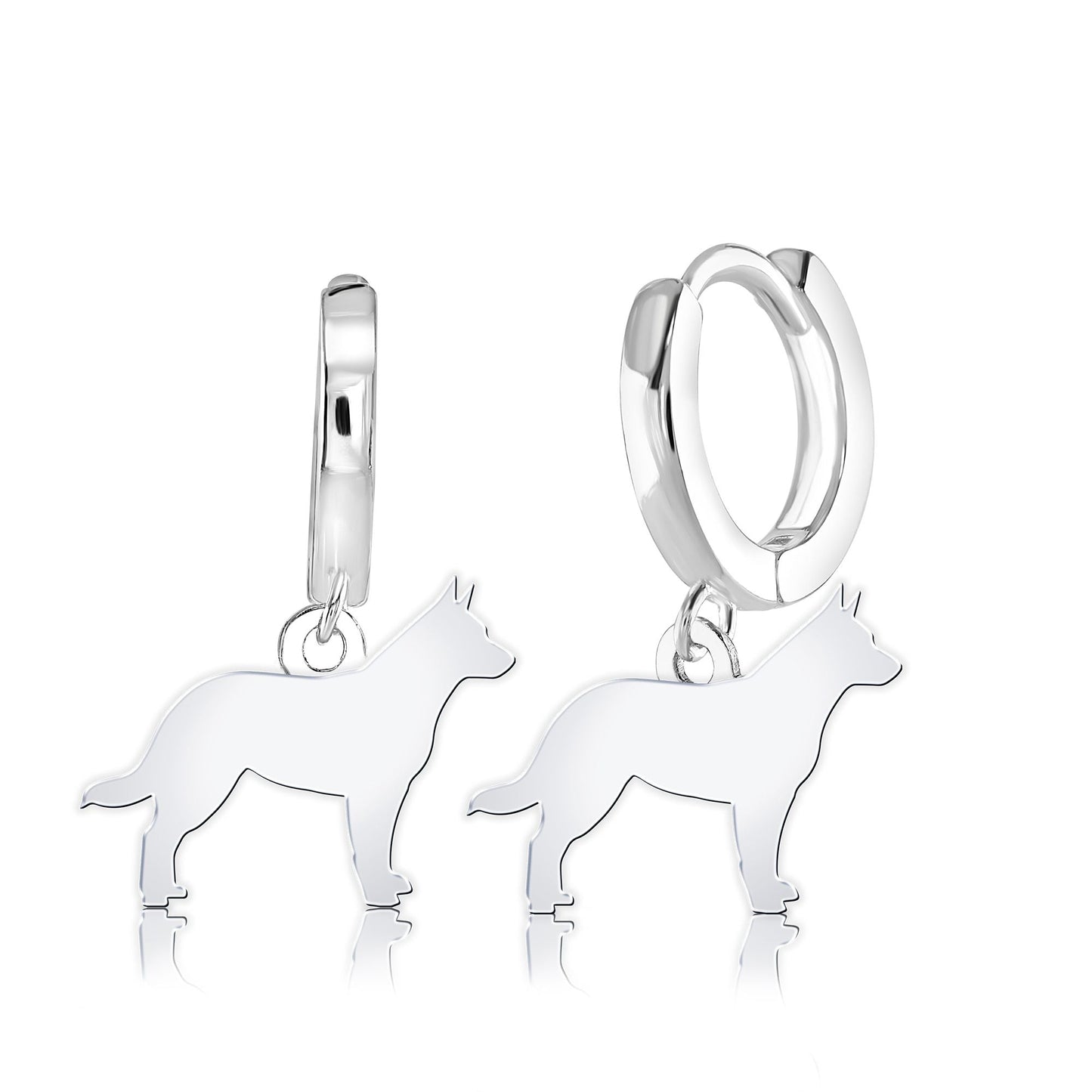 Australian Cattle Dog Silhouette Silver Earrings - MYLEE London