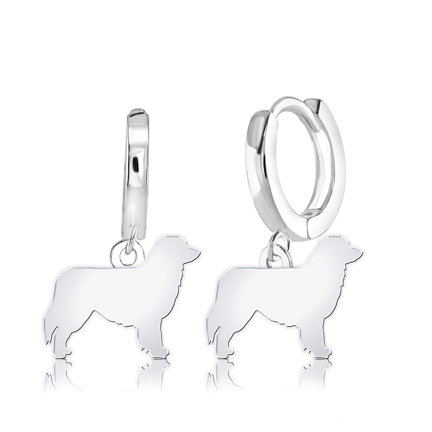 Australian Shepherd Silhouette Silver Earrings - MYLEE London