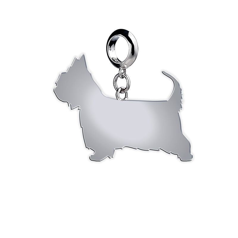 Australian Silky Terrier Silhouette Silver Charm - MYLEE London