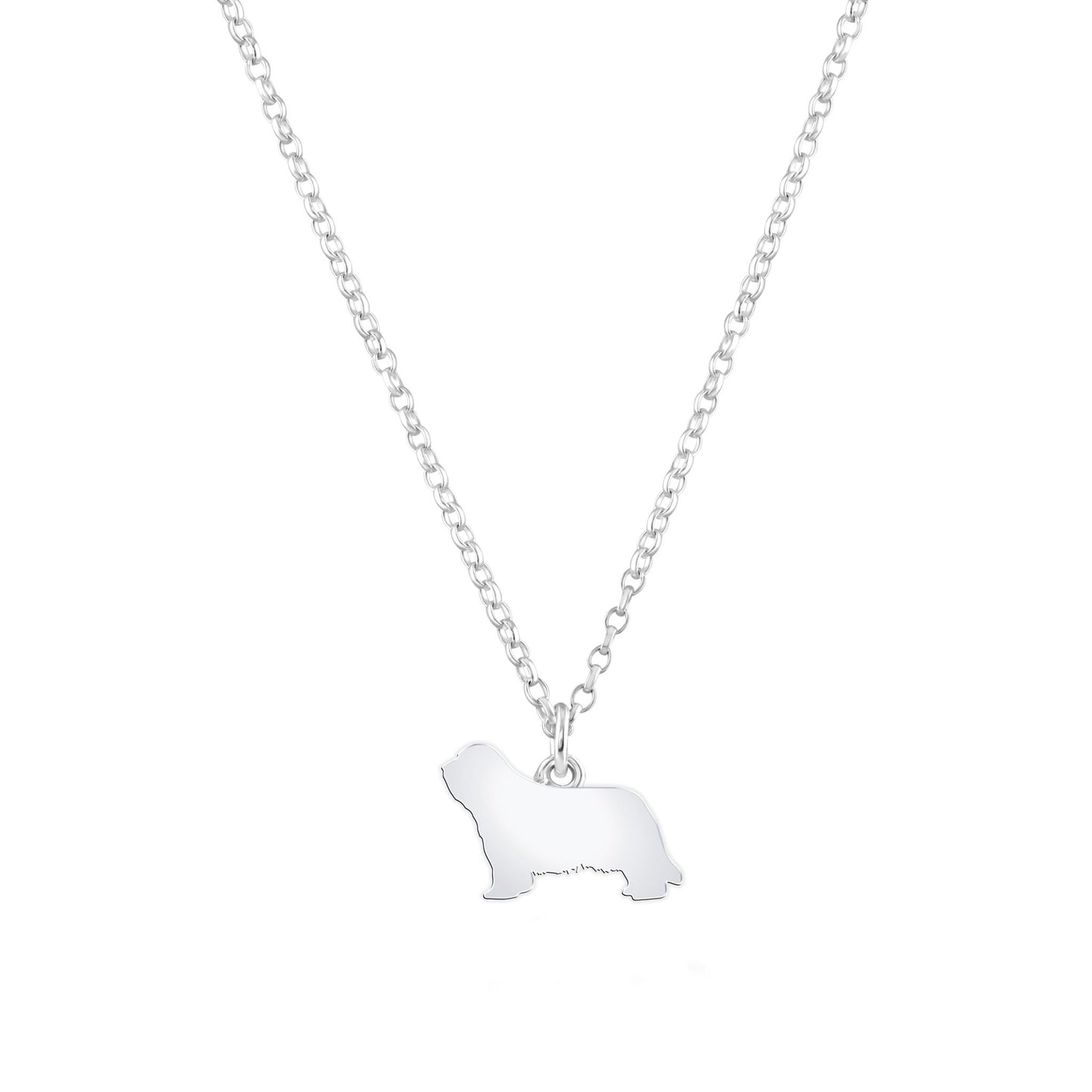 Bearded Collie Silhouette Silver Necklace - Personalised - MYLEE London