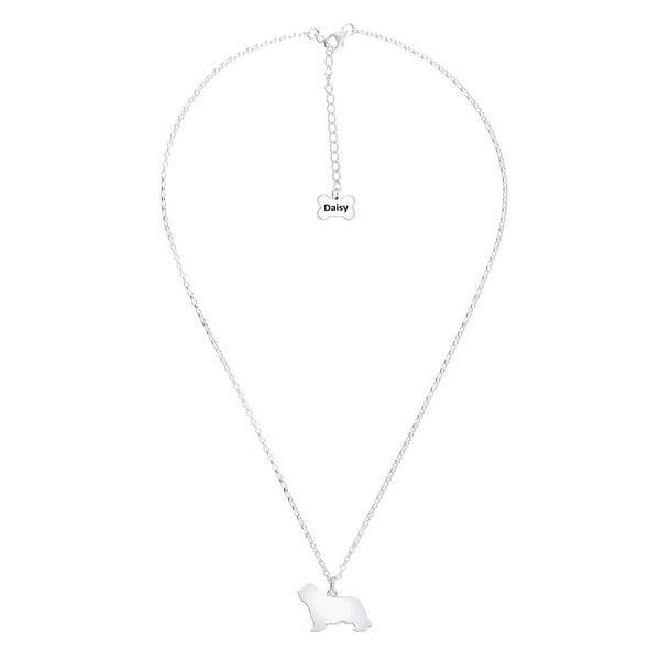 Bearded Collie Silhouette Silver Necklace - Personalised - MYLEE London