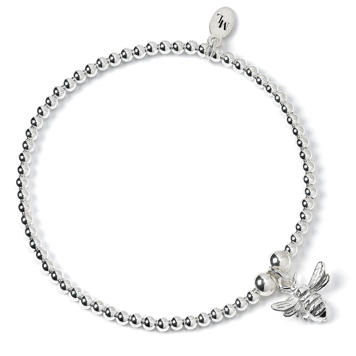 Bee on Silver Ball Bead Bracelet - MYLEE London
