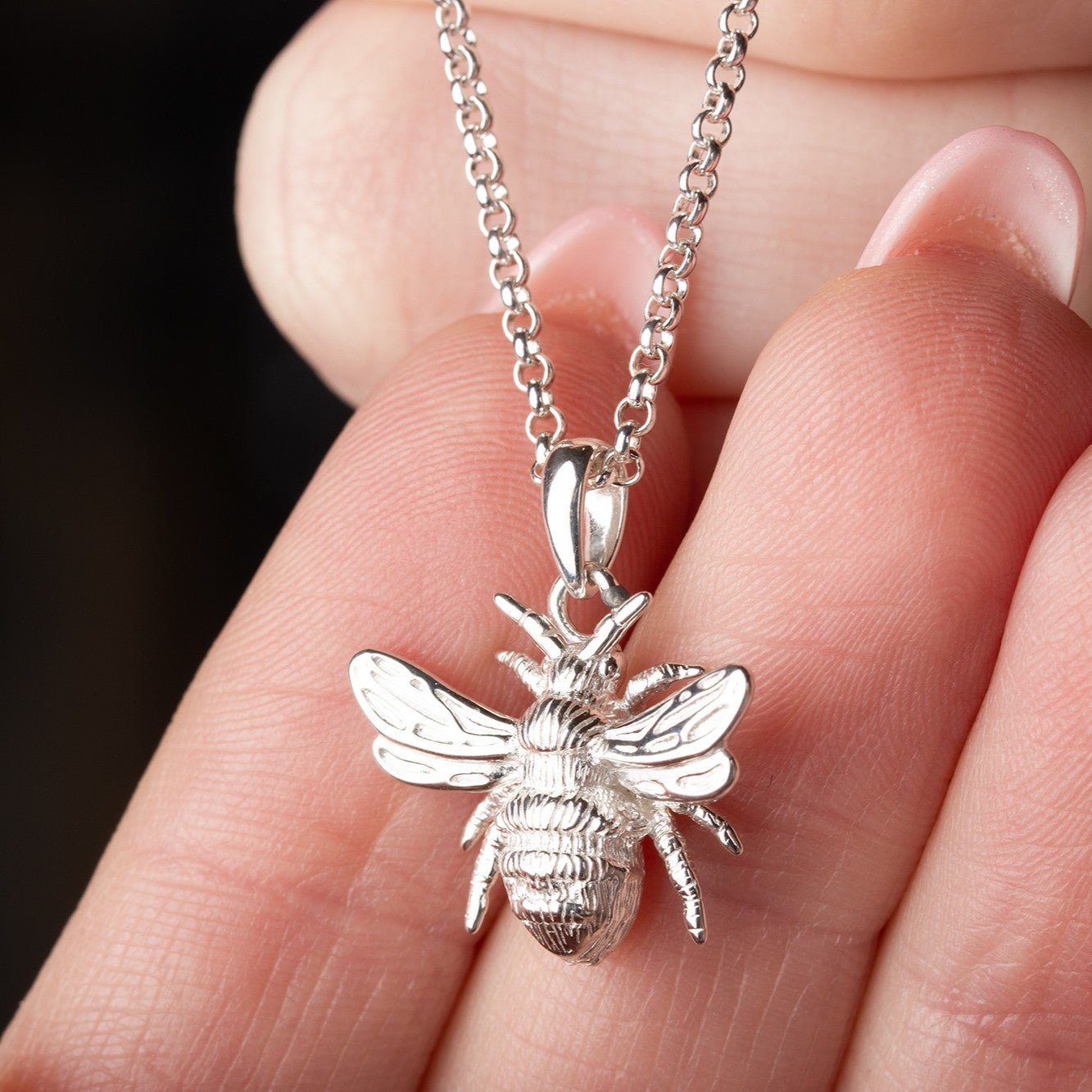 Bee Silver Necklace - Personalised - MYLEE London