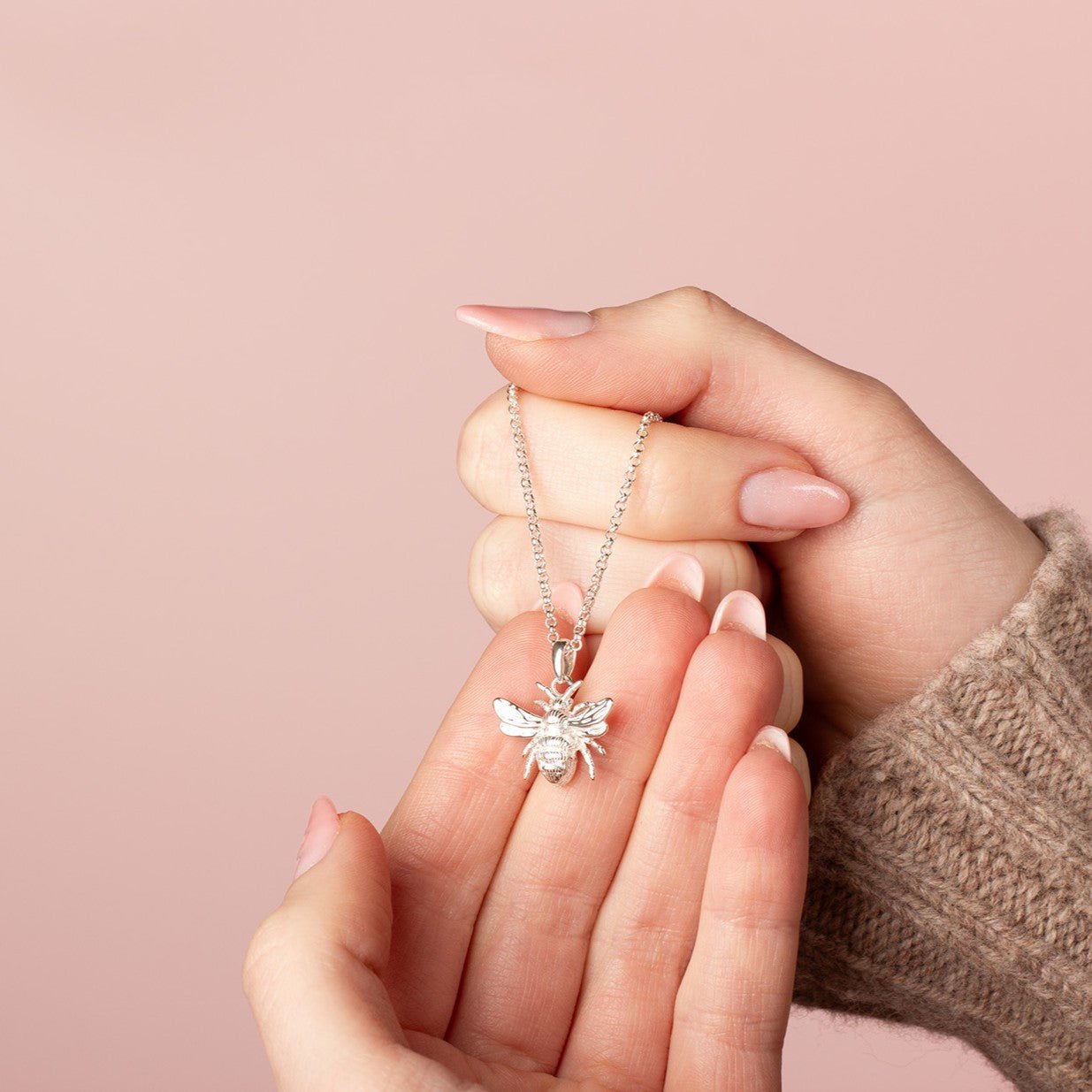 Bee Silver Necklace - Personalised - MYLEE London