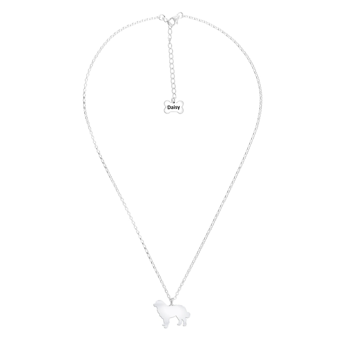 Bernese Mountain Dog Silhouette Silver Necklace - Personalised - MYLEE London
