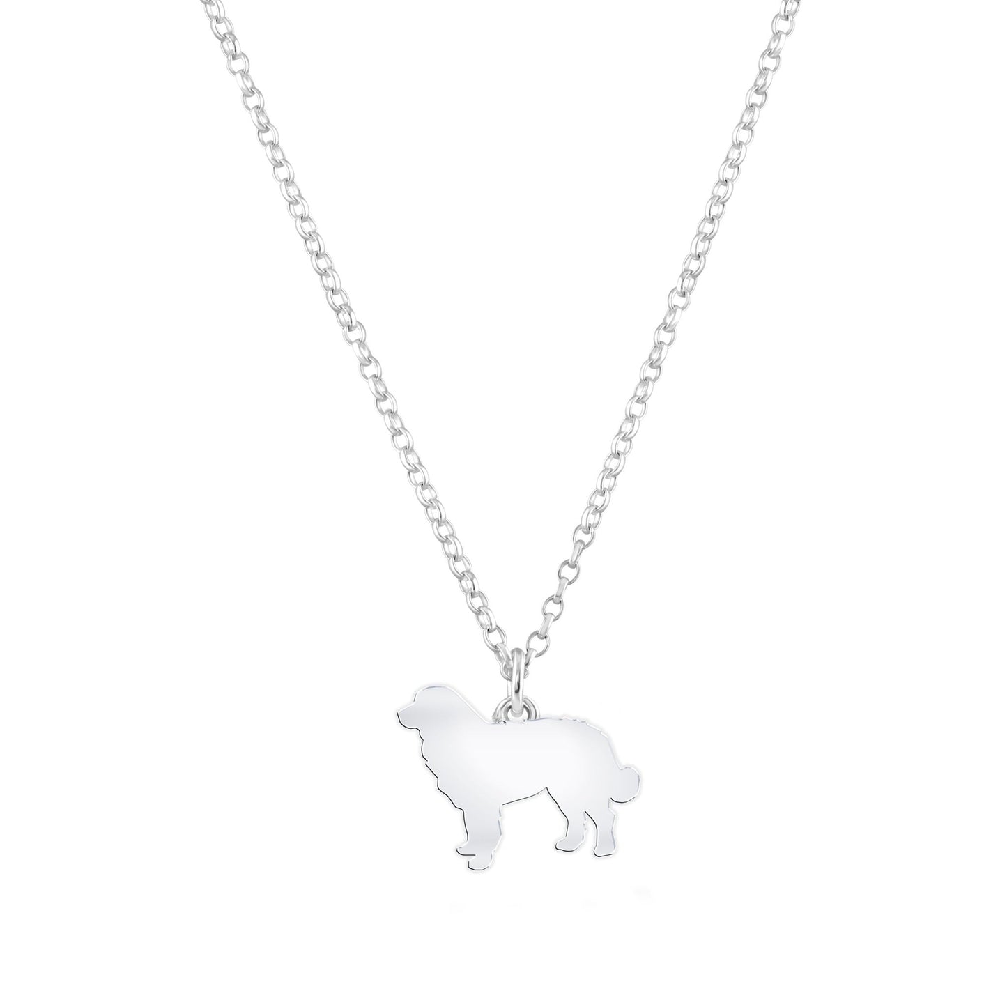 Bernese Mountain Dog Silhouette Silver Necklace - Personalised - MYLEE London