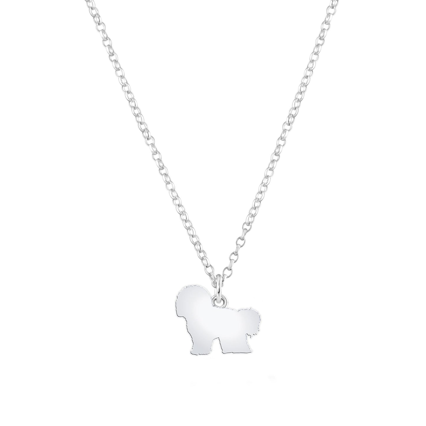 Bichon Frise Silhouette Silver Necklace - Personalised - MYLEE London