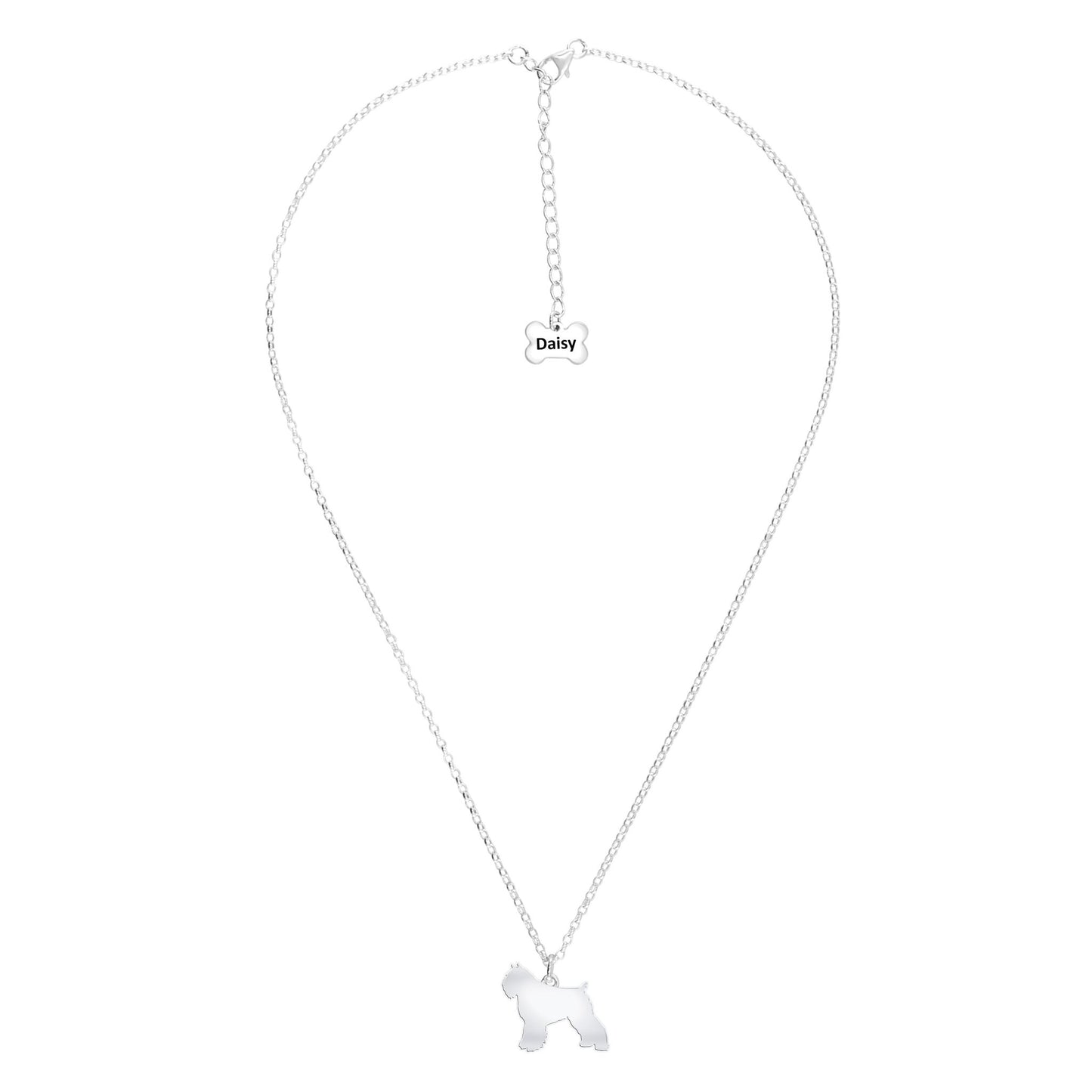 Bouvier Des Flandres Silhouette Silver Necklace - Personalised - MYLEE London