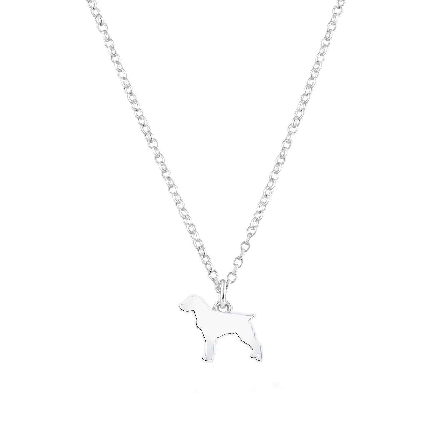 Brittany Spaniel Silhouette Silver Necklace - Personalised - MYLEE London