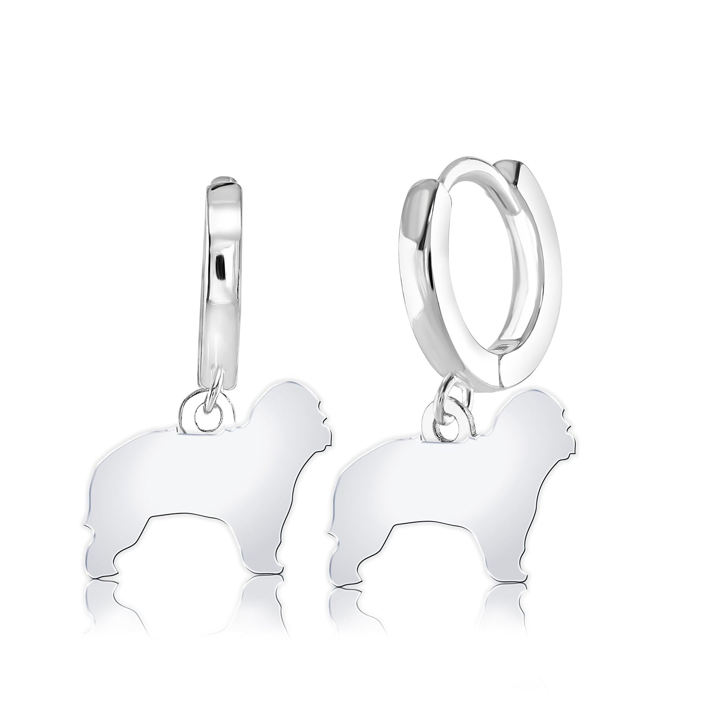 Catalan Sheepdog Silhouette Silver Earrings - MYLEE London