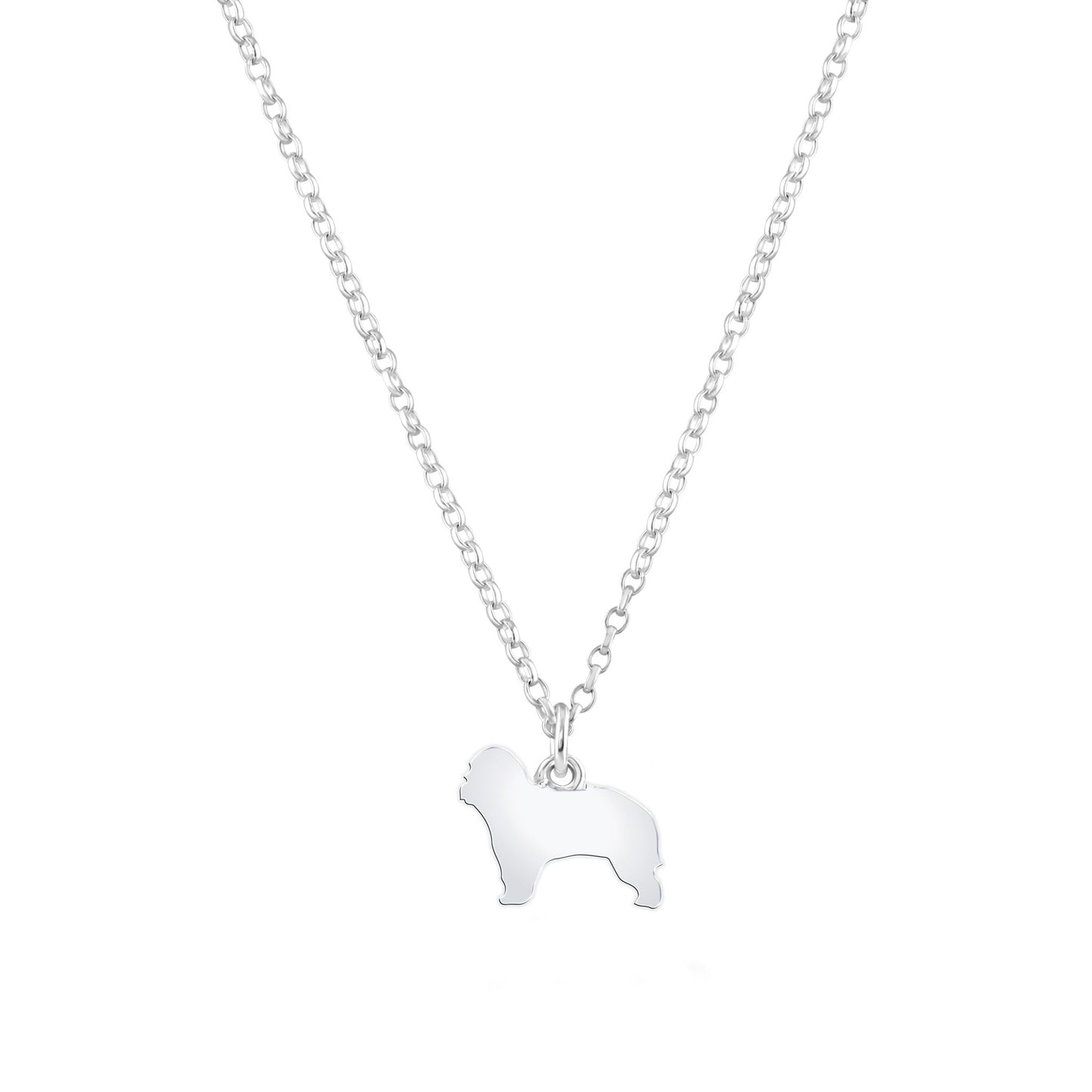 Catalan Sheepdog Silhouette Silver Necklace - Personalised - MYLEE London