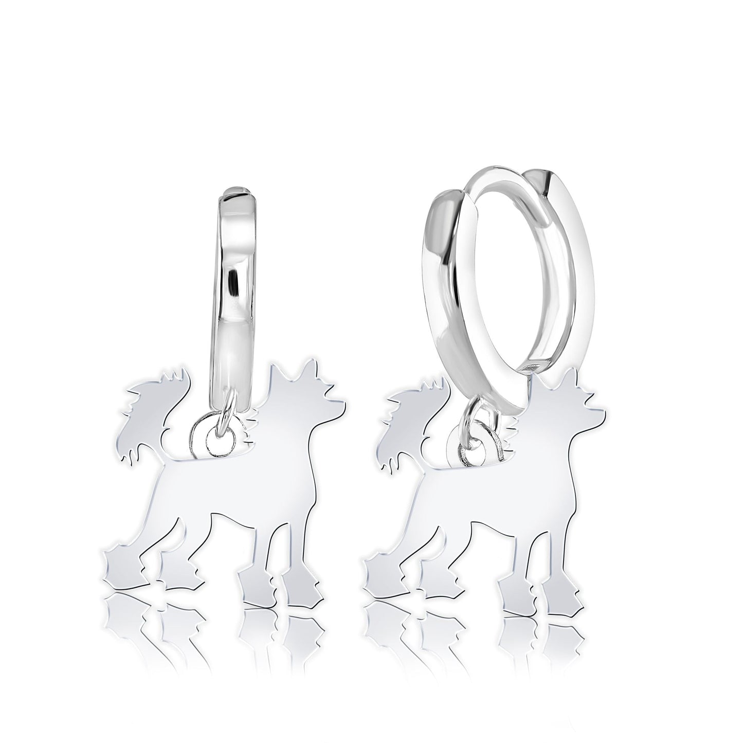 Chinese Crested Silhouette Silver Earrings - MYLEE London