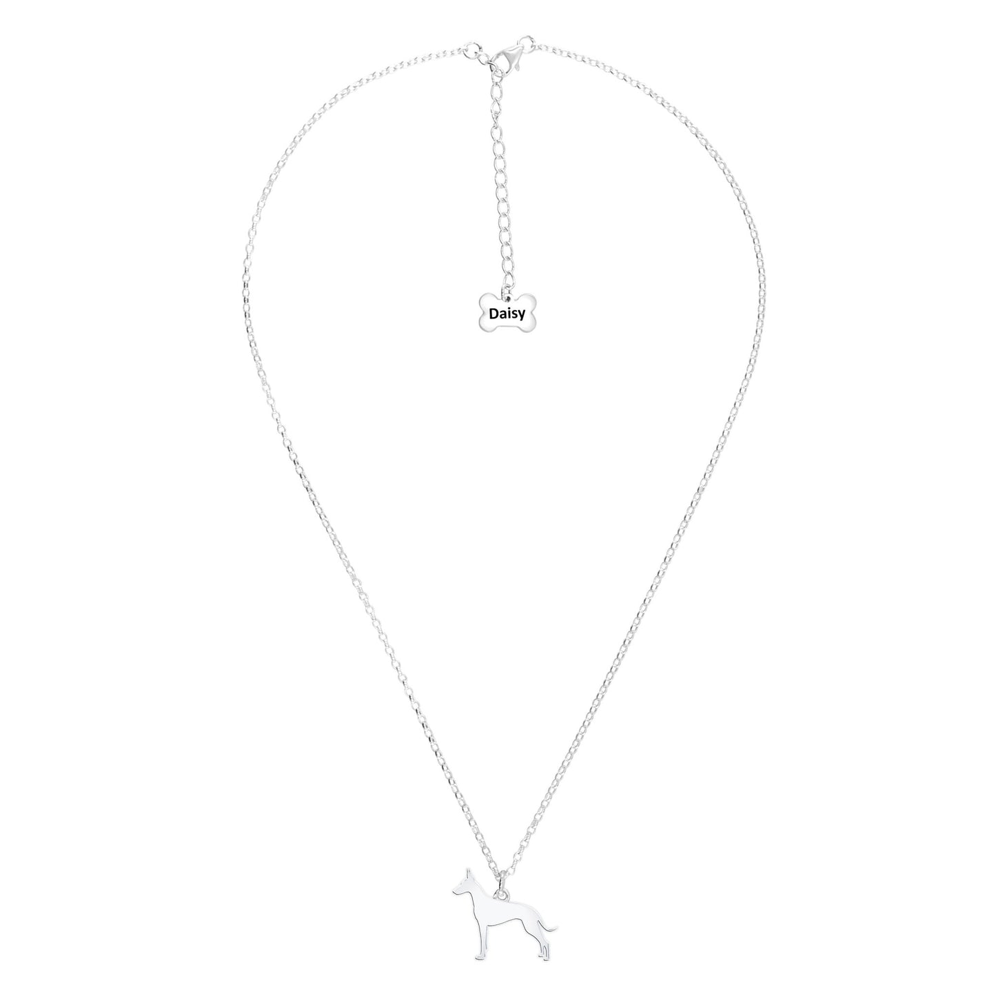 Cirneco dell'Etna Silhouette Silver Necklace - Personalised - MYLEE London
