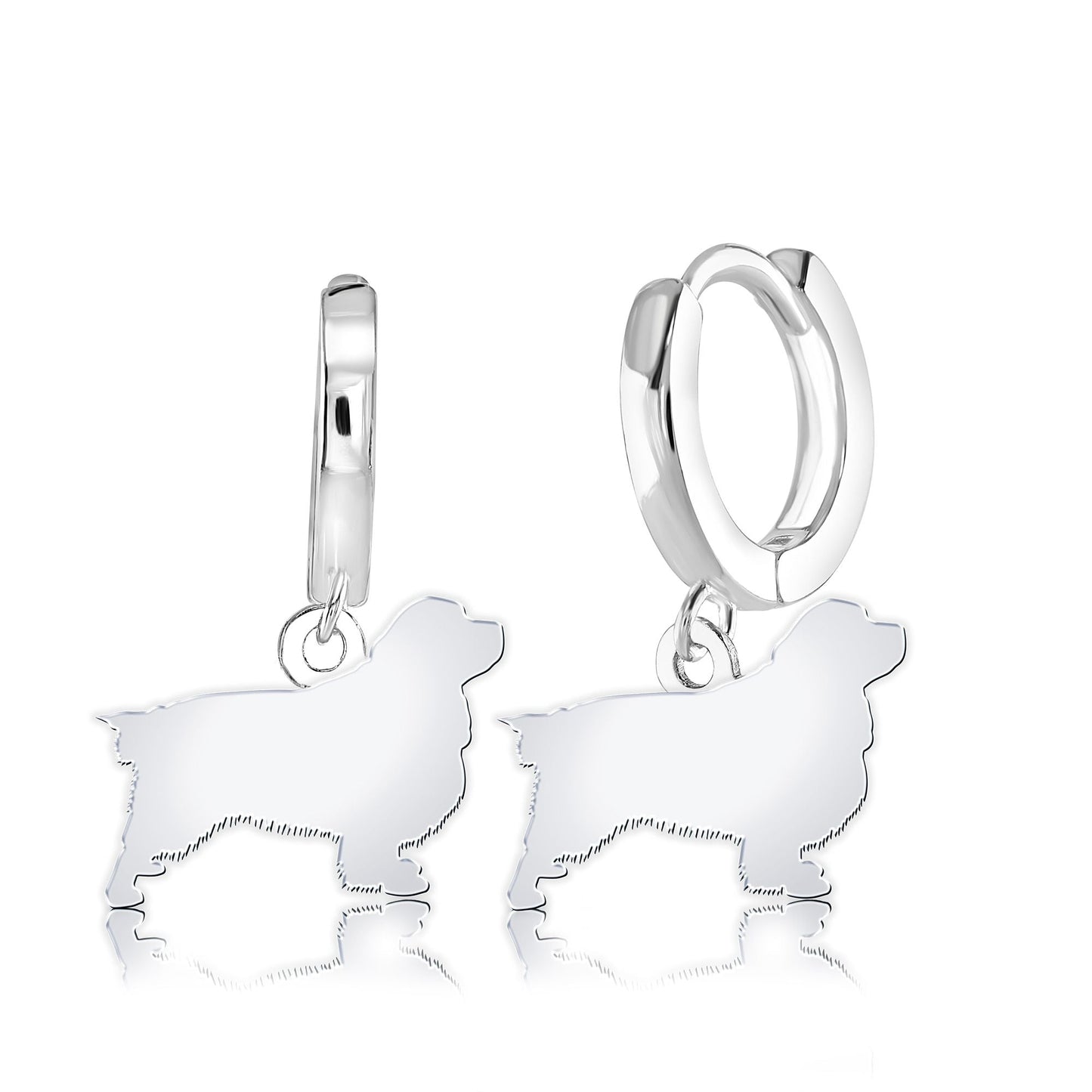 Clumber Spaniel Silhouette Silver Earrings - MYLEE London