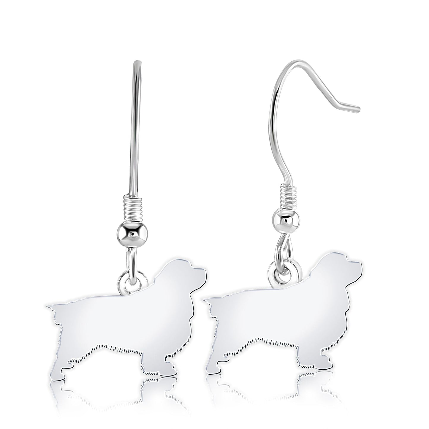 Clumber Spaniel Silhouette Silver Earrings - MYLEE London