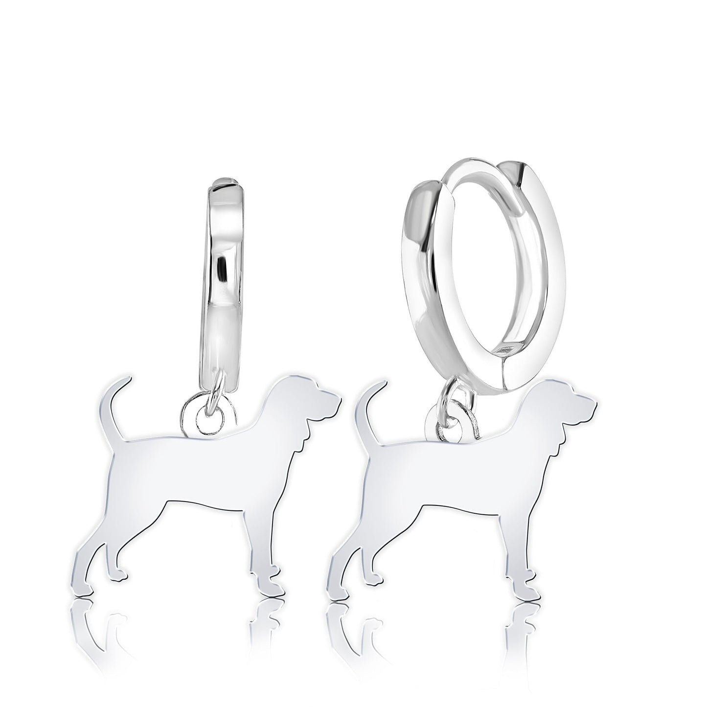 Coonhound Silhouette Silver Earrings - MYLEE London