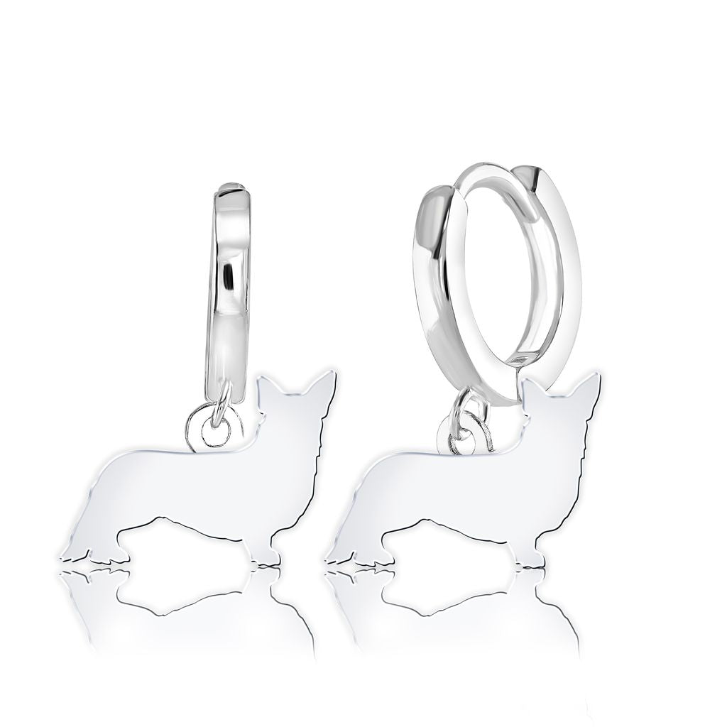 Corgi Silhouette Silver Earrings - MYLEE London