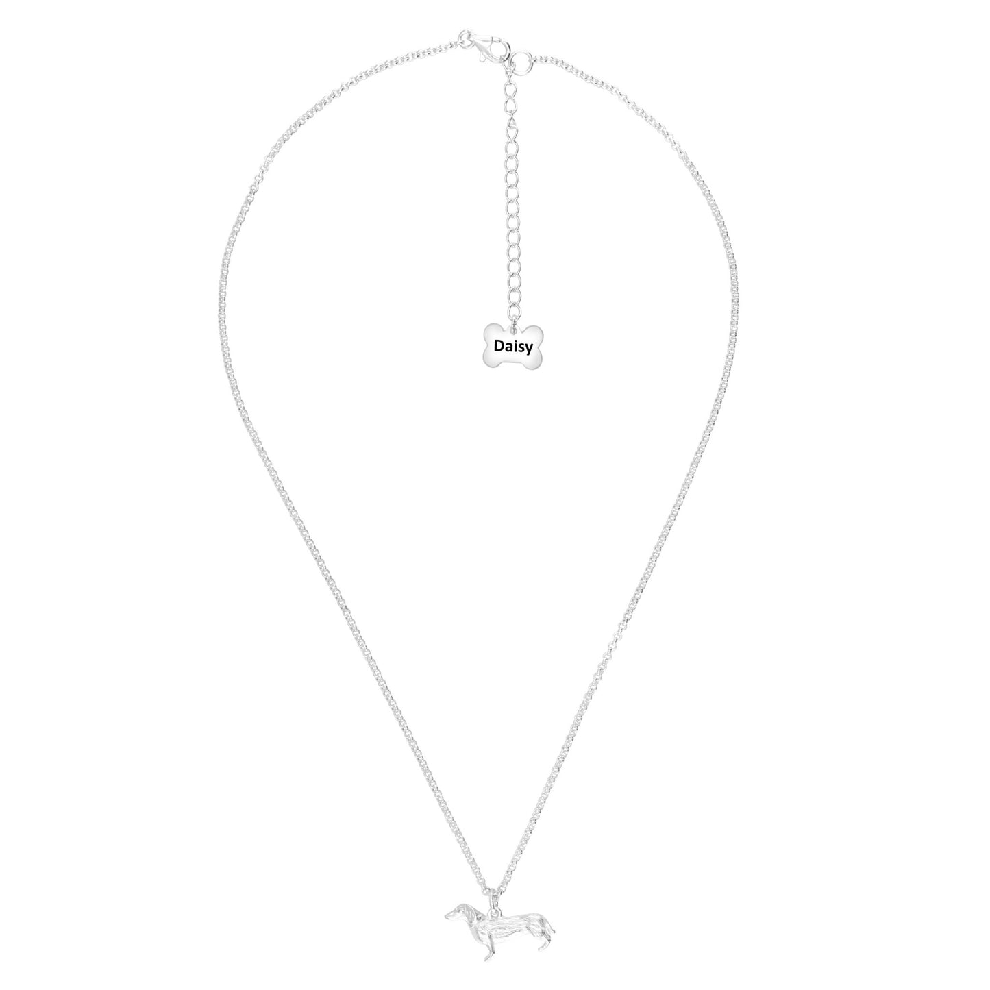 Dachshund Silver Necklace - Personalised - MYLEE London