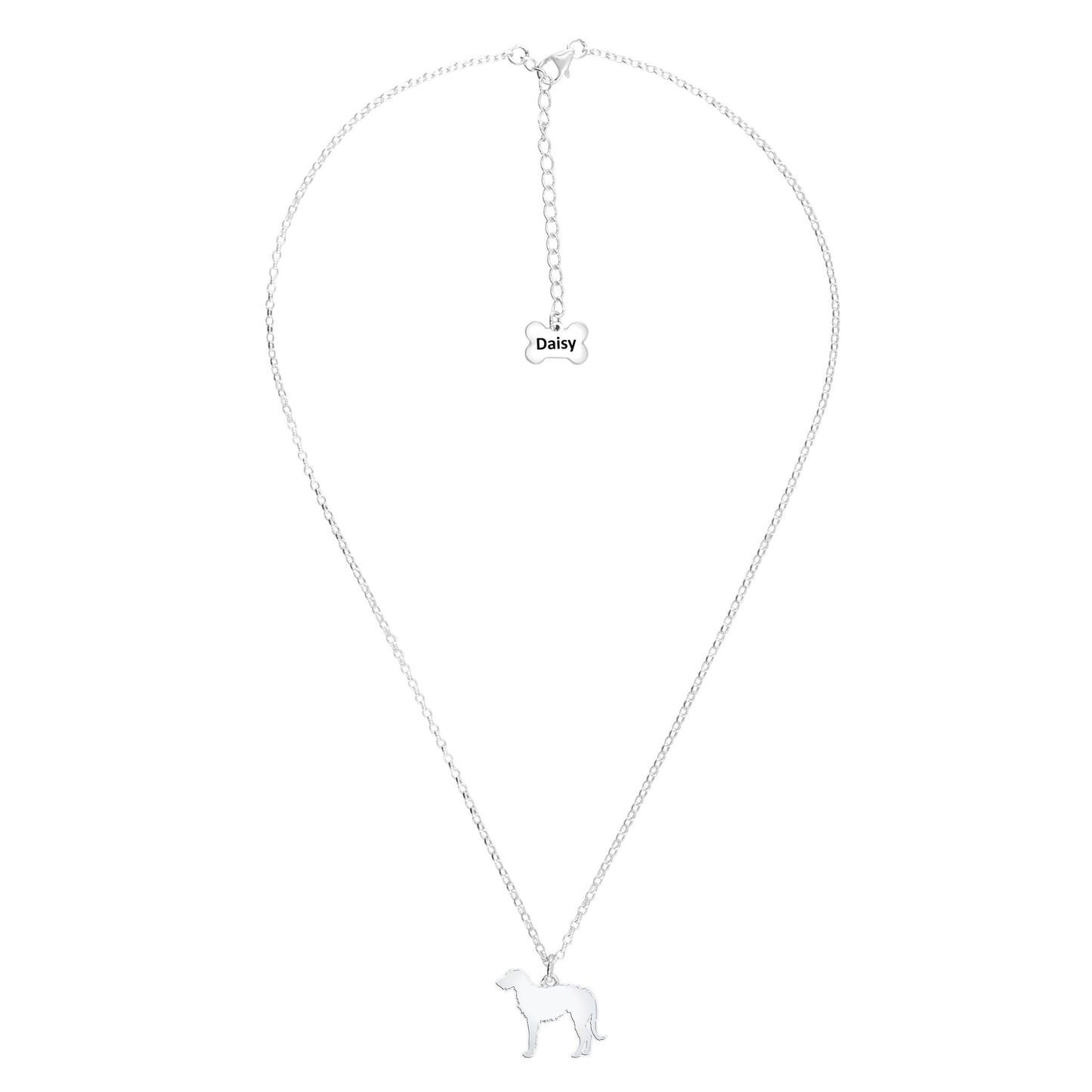 Deerhound Silhouette Silver Necklace - Personalised - MYLEE London