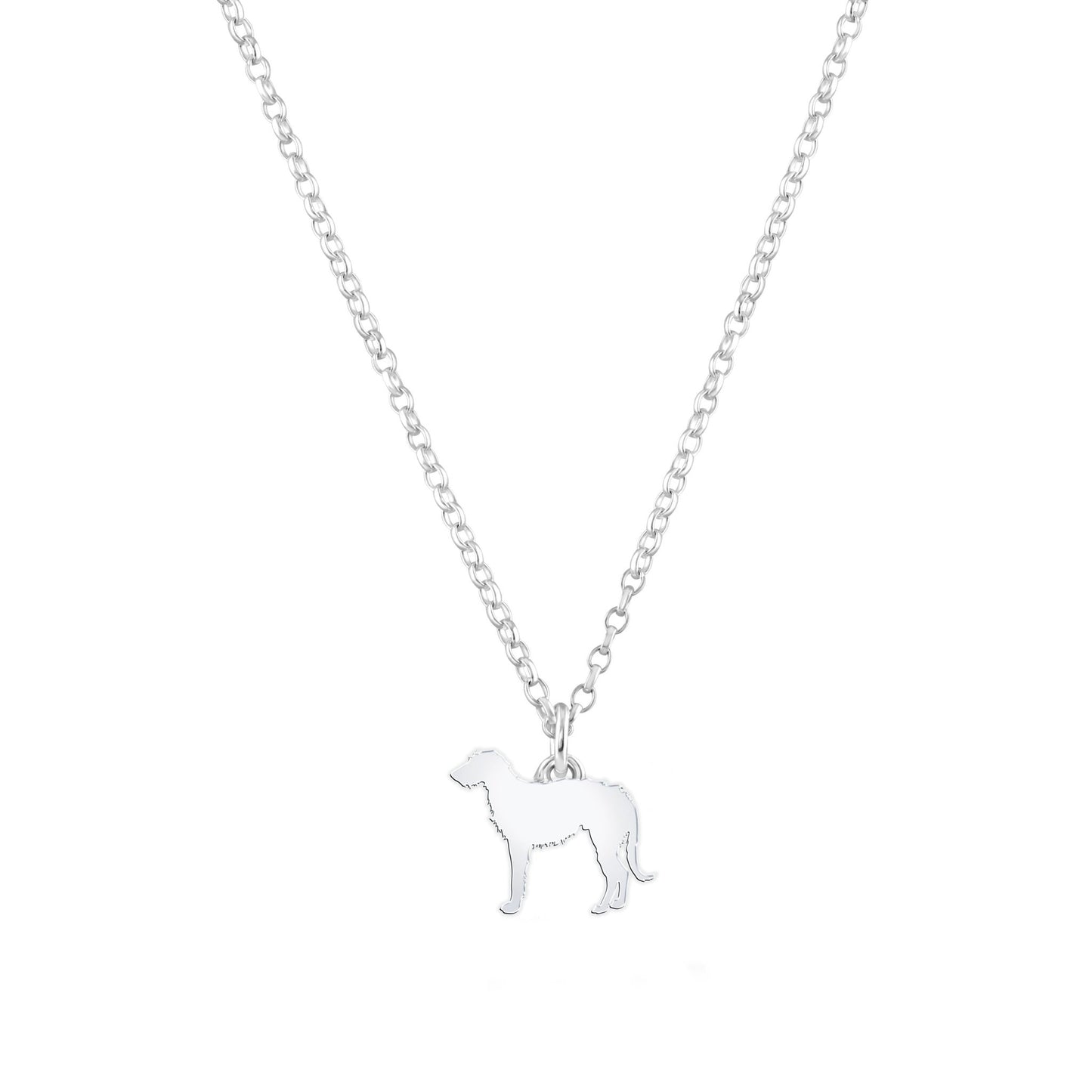 Deerhound Silhouette Silver Necklace - Personalised - MYLEE London