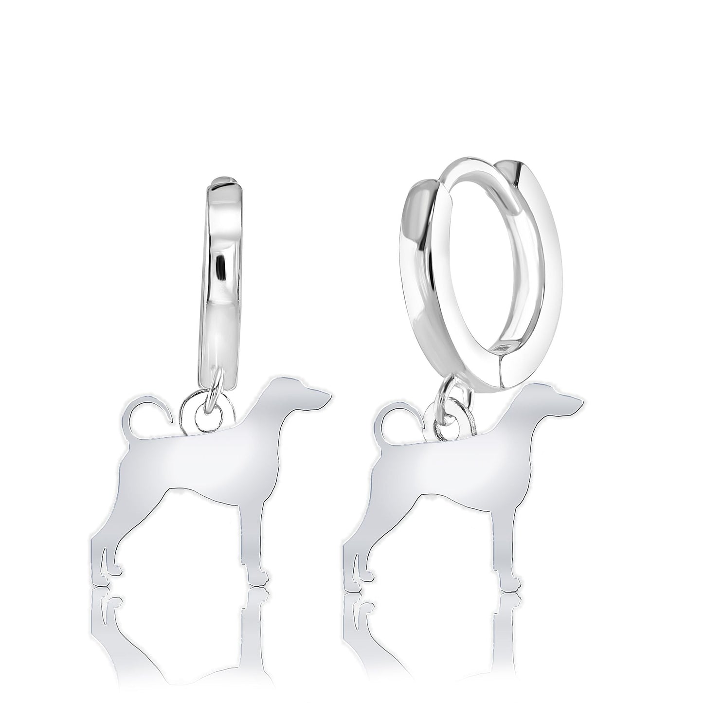 Dobermann Silhouette Silver Earrings - MYLEE London
