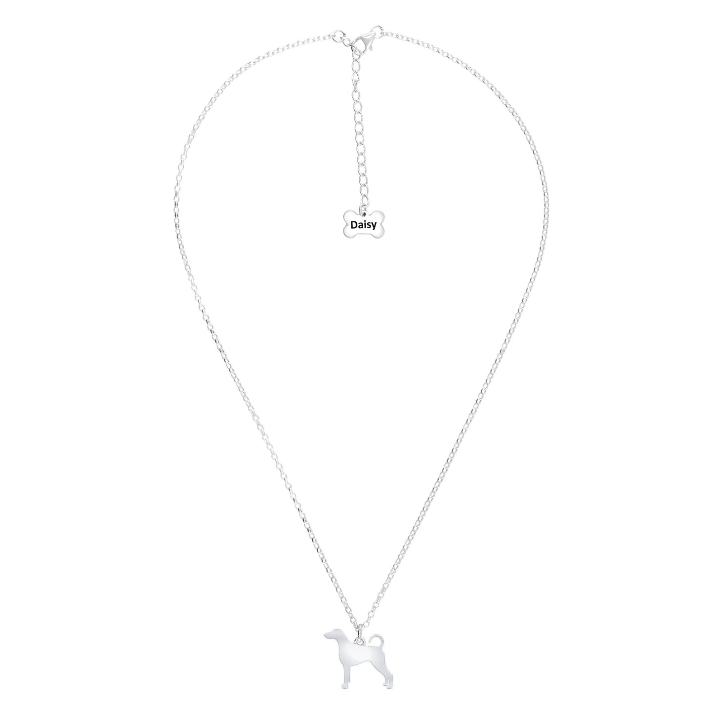 Dobermann Silhouette Silver Necklace - Personalised - MYLEE London