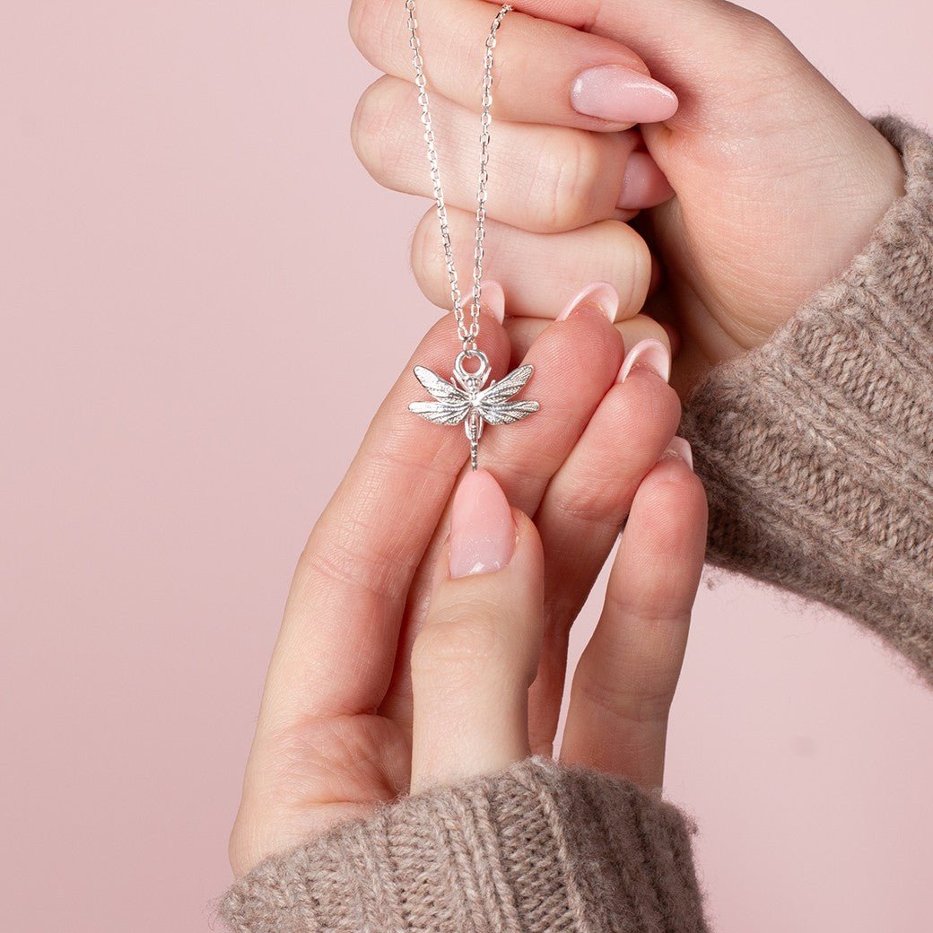 Dragonfly Silver Necklace - Personalised - MYLEE London