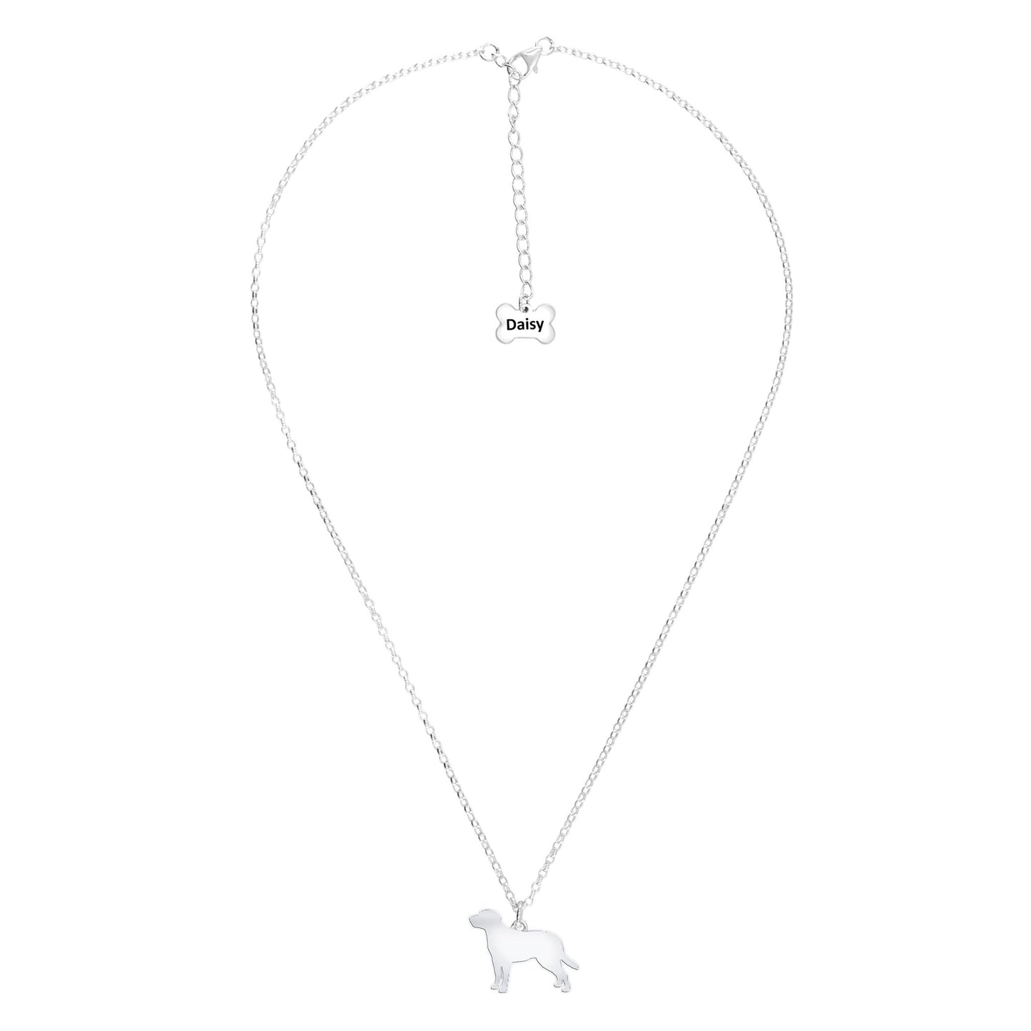 Entlebucher Mountain Dog Silhouette Silver Necklace - Personalised - MYLEE London
