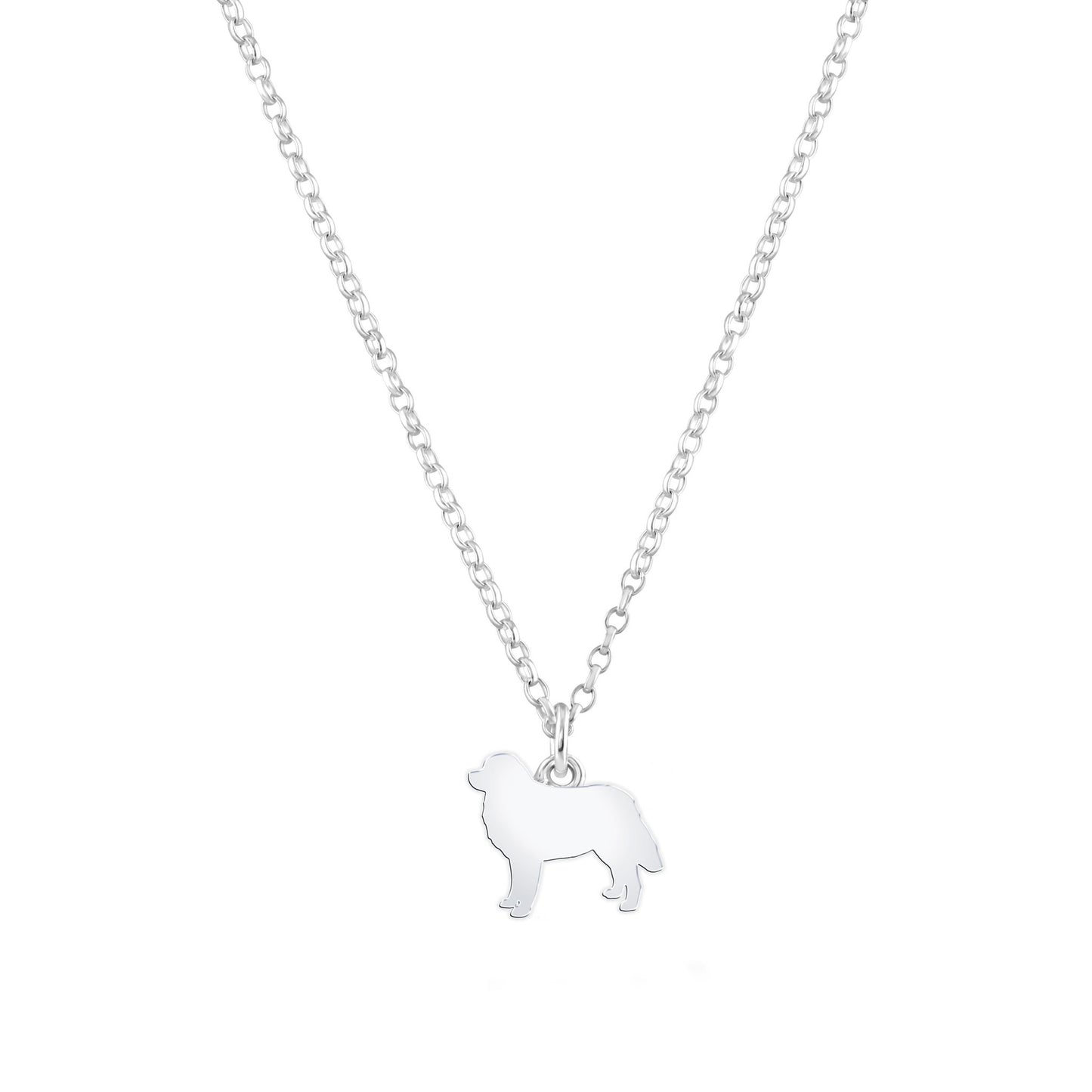 Estrela Mountain Dog Silhouette Silver Necklace - Personalised - MYLEE London