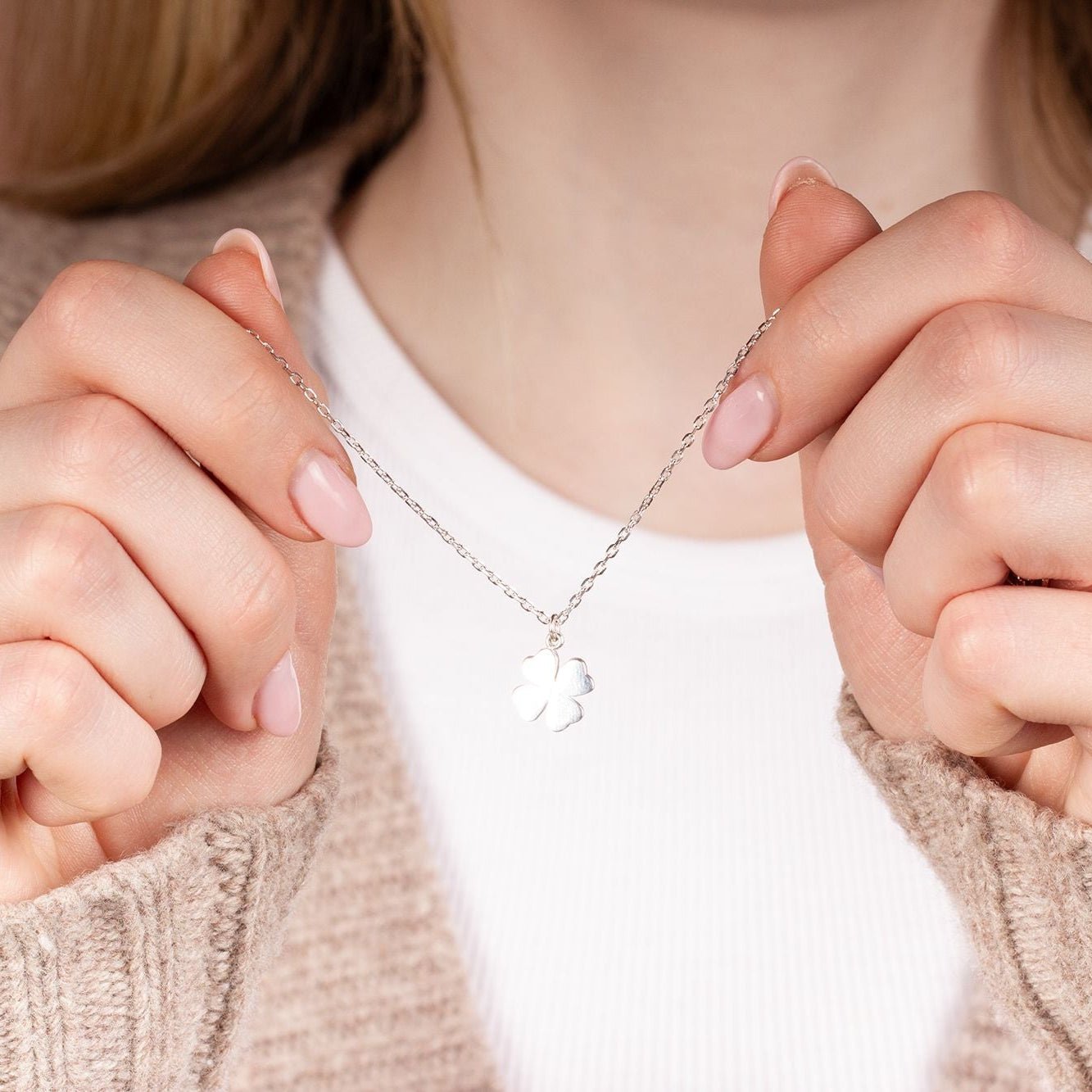 Four Leaf Clover Necklace - Sterling Silver - MYLEE London