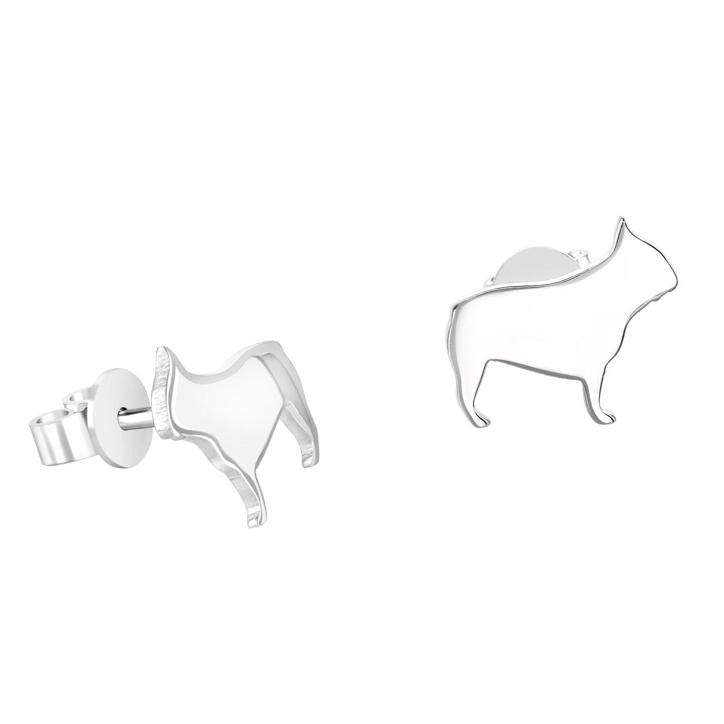 French Bulldog Silver Stud Earrings - MYLEE London