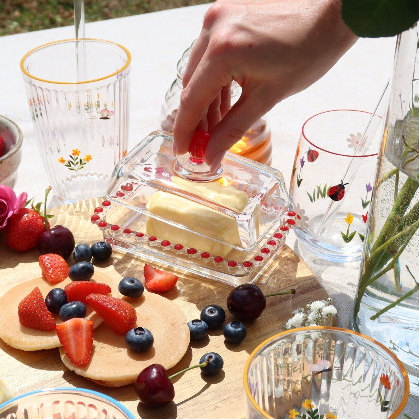 Hand Painted Floral Drinking Glass - MYLEE London