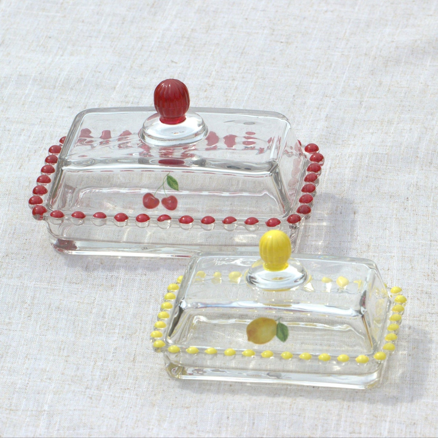 Hand Painted Glass Butter Dish - MYLEE London