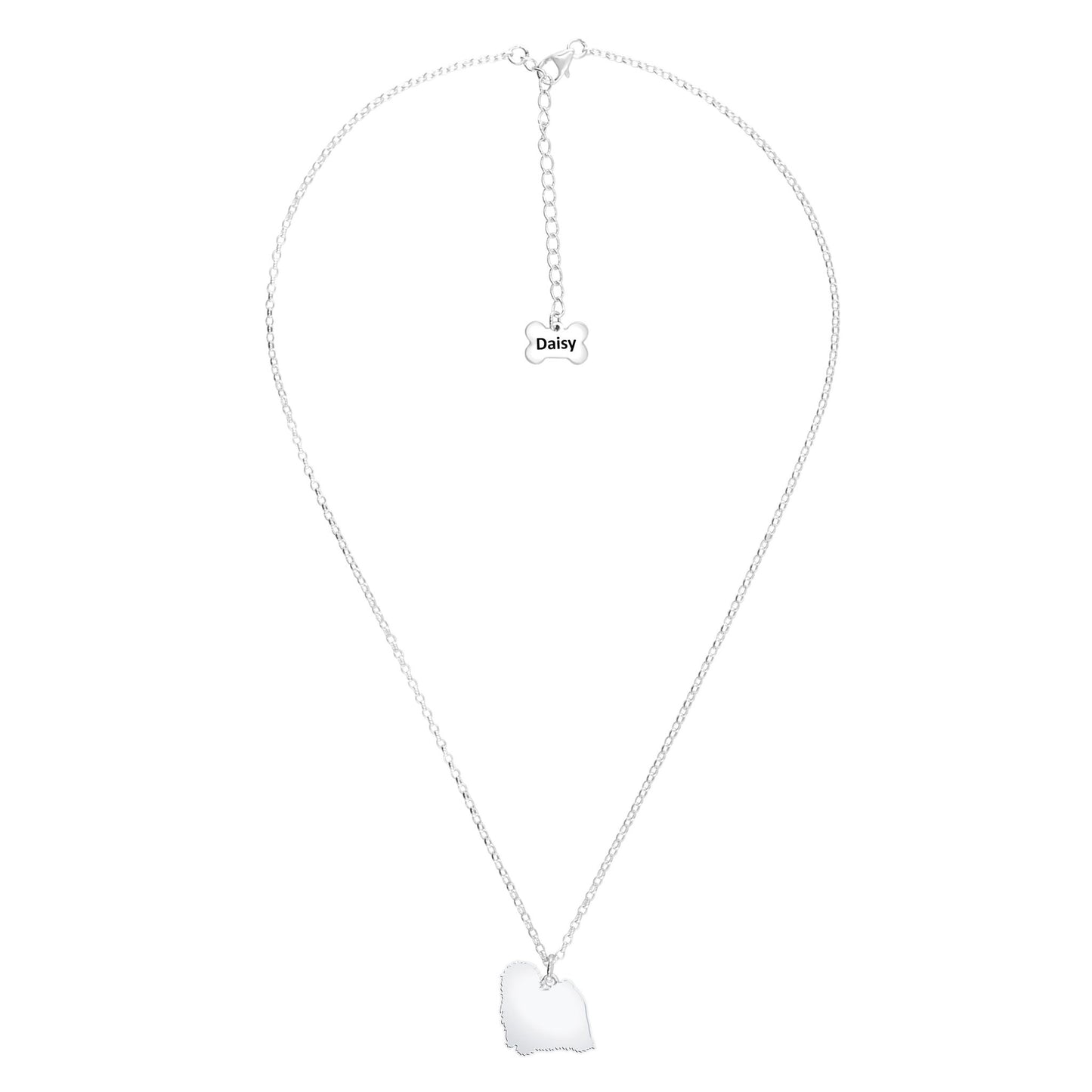 Hungarian Puli Silhouette Silver Necklace - Personalised - MYLEE London