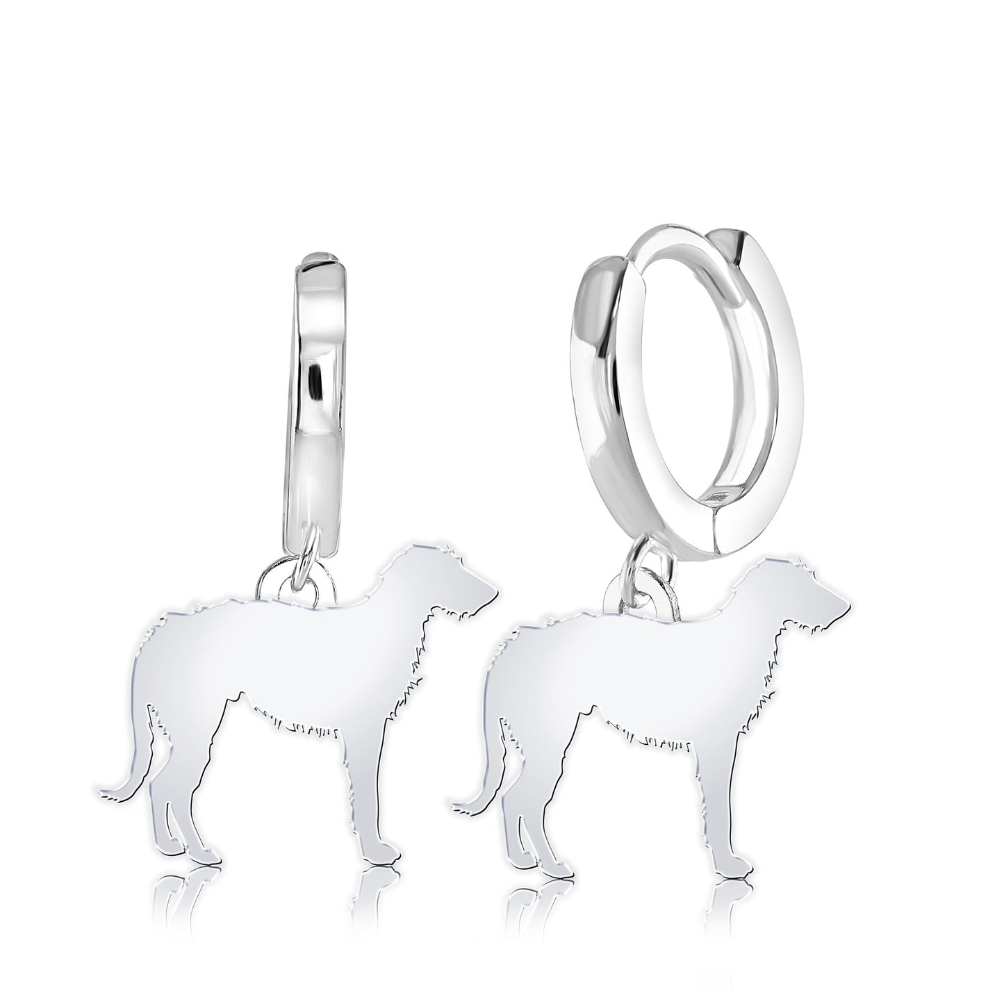 Irish Wolfhound Silhouette Silver Earrings - MYLEE London