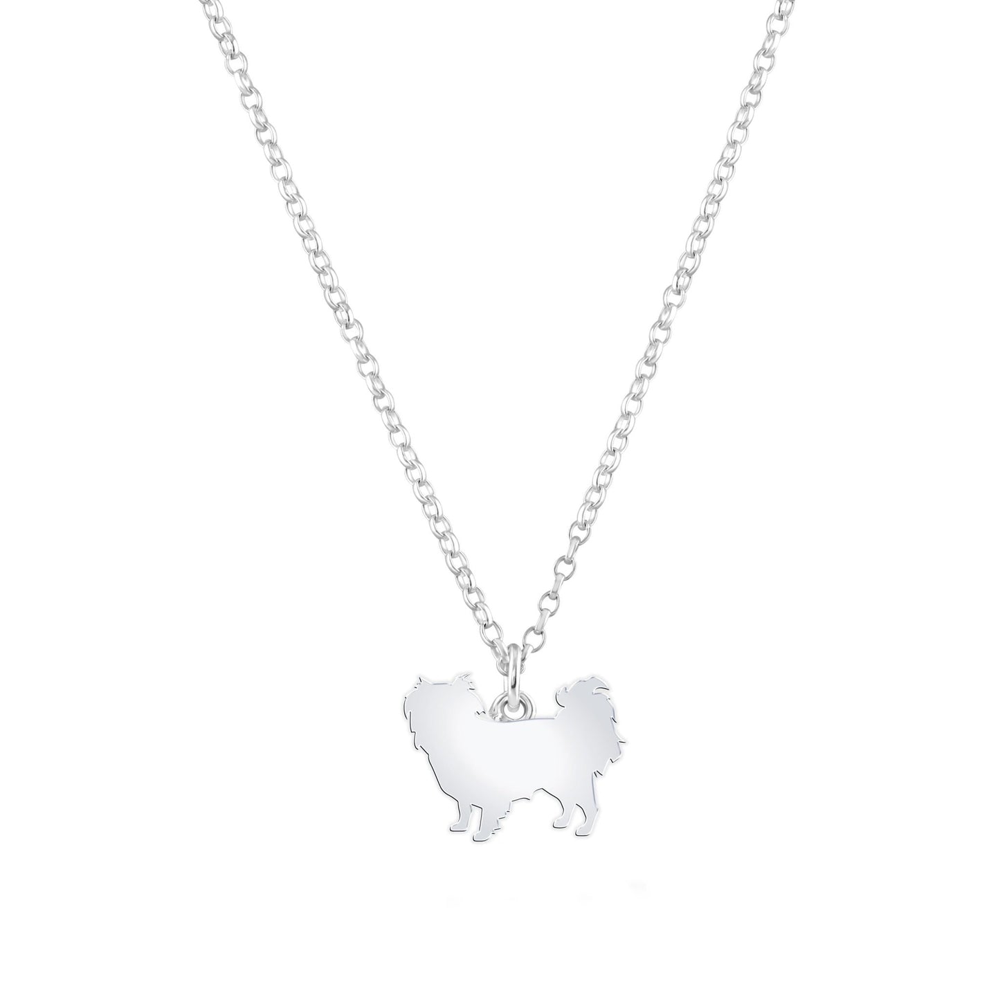 Japanese Chin Silhouette Silver Necklace - Personalised - MYLEE London