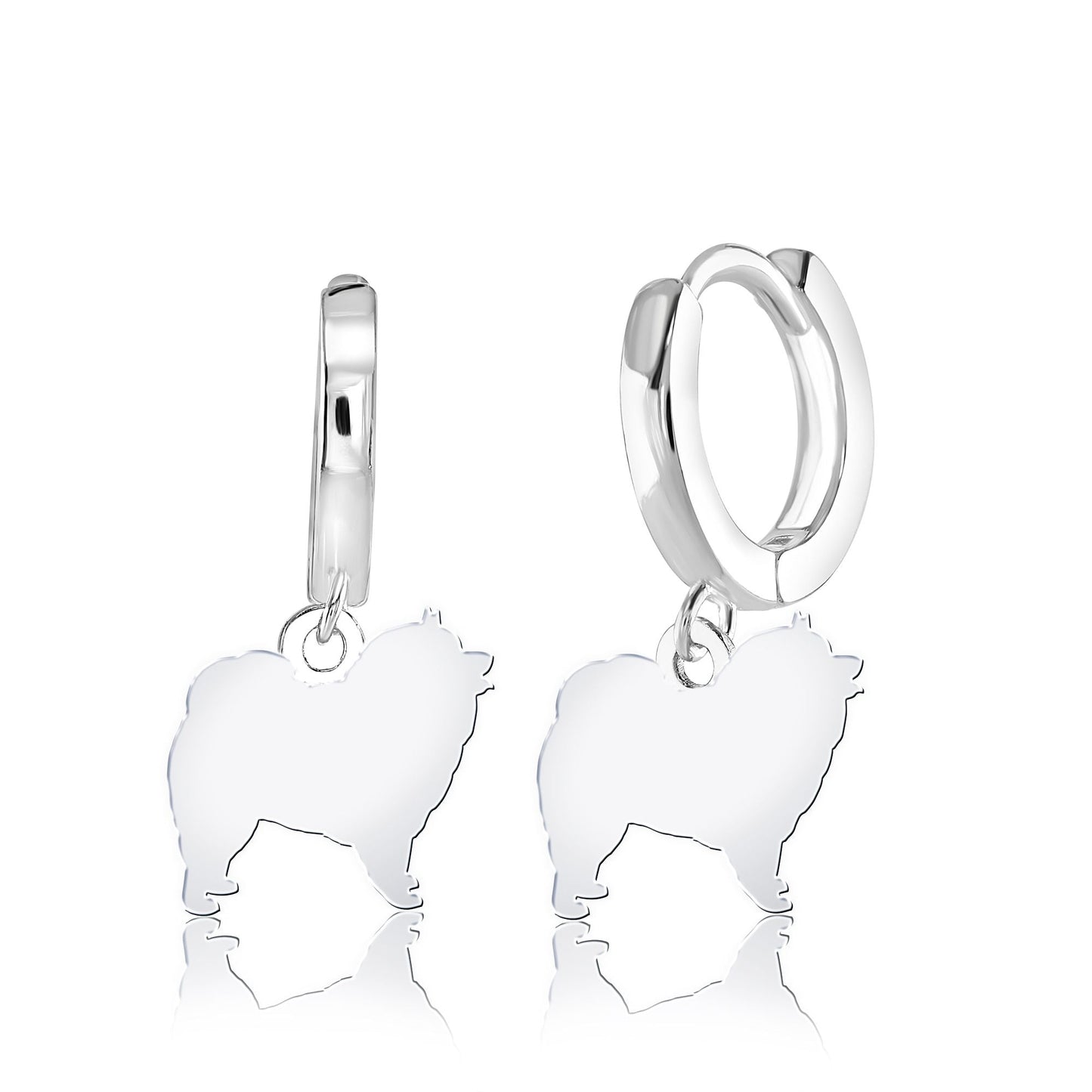 Keeshond Silhouette Silver Earrings - MYLEE London