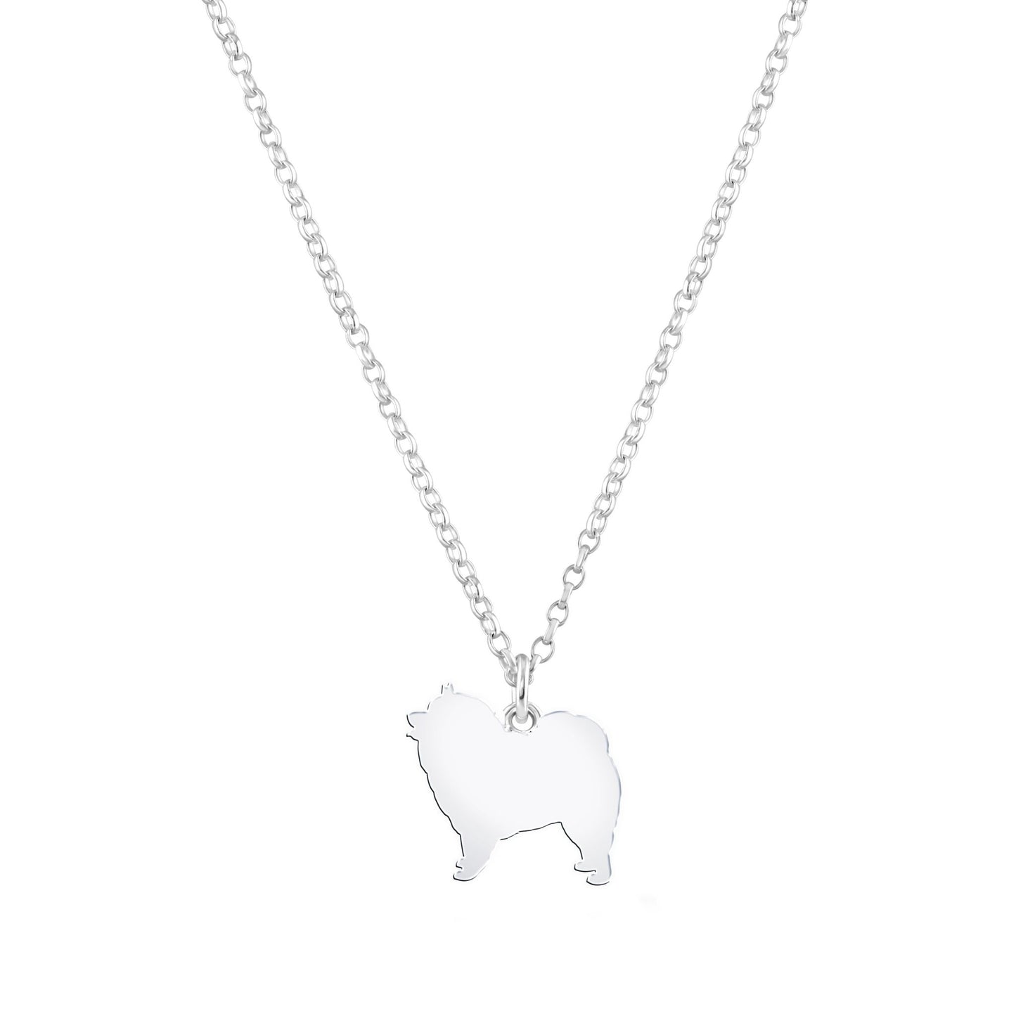 Keeshond Silhouette Silver Necklace - Personalised - MYLEE London