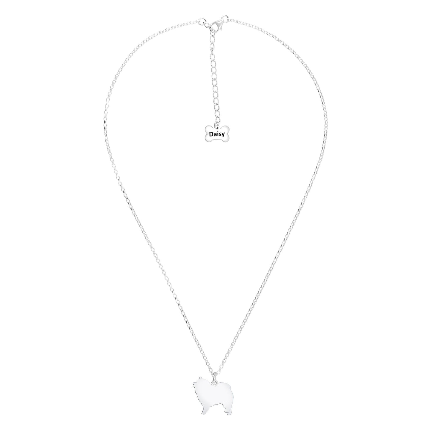 Keeshond Silhouette Silver Necklace - Personalised - MYLEE London