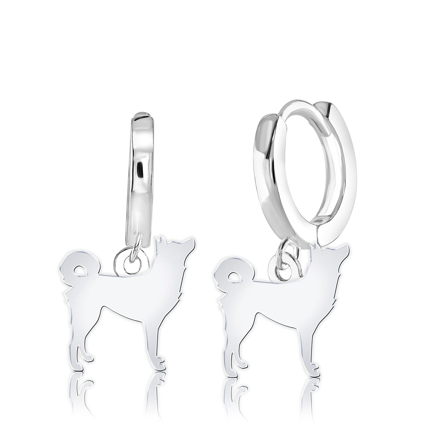 Korean Jindo Dog Silhouette Silver Earrings - MYLEE London