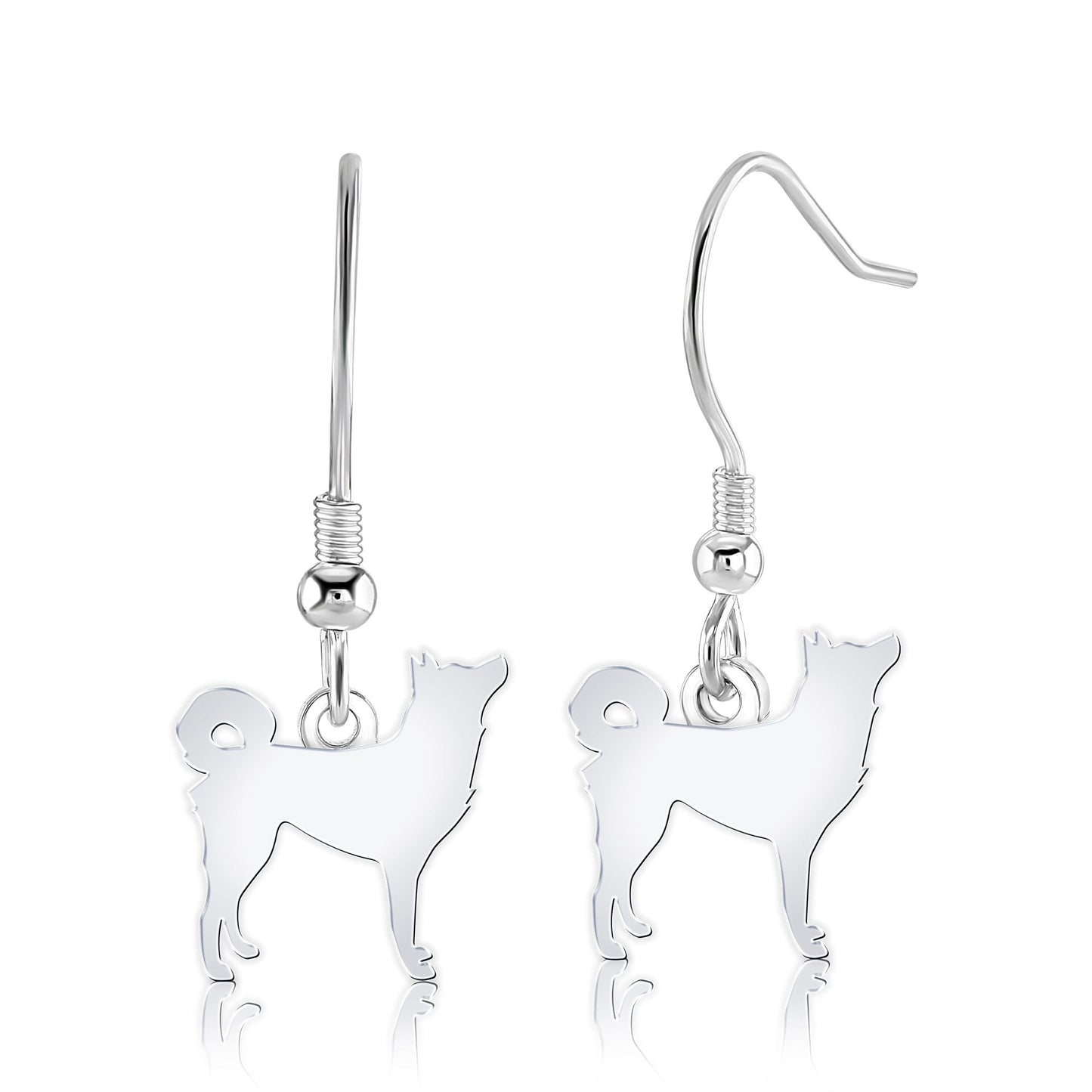 Korean Jindo Dog Silhouette Silver Earrings - MYLEE London