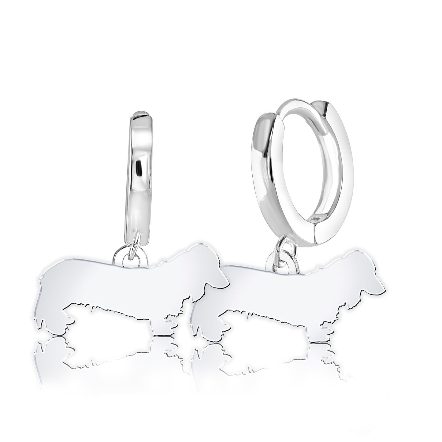 Long Haired Dachshund Silhouette Silver Earrings - MYLEE London